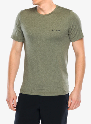 Funktionsshirt Columbia Kwick Hike Back Graphic S/S Tee - green heather/view multi