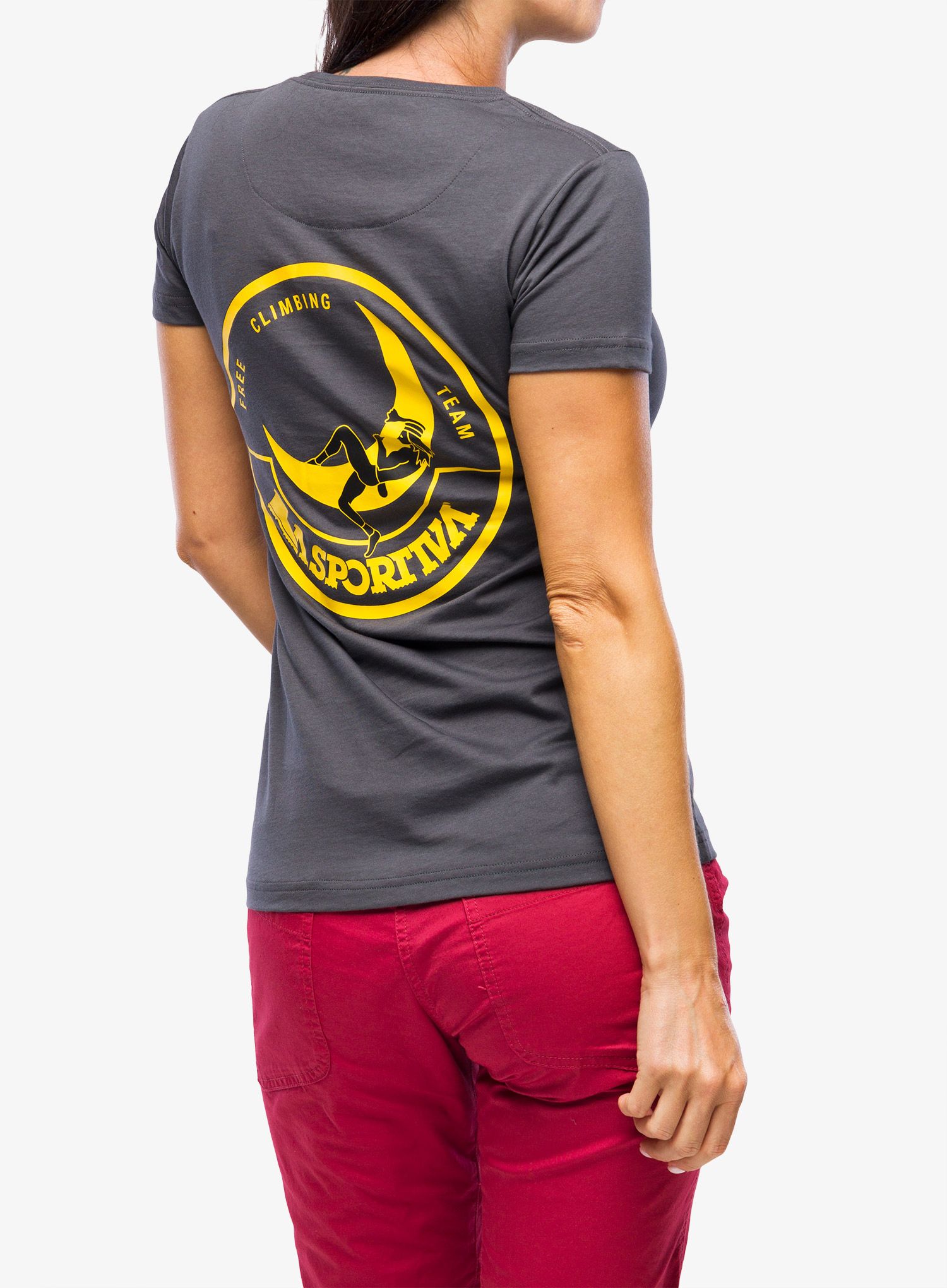 Klettershirt Damen La Sportiva Climbing on the Moon T-Shirt - carbon/giallo
