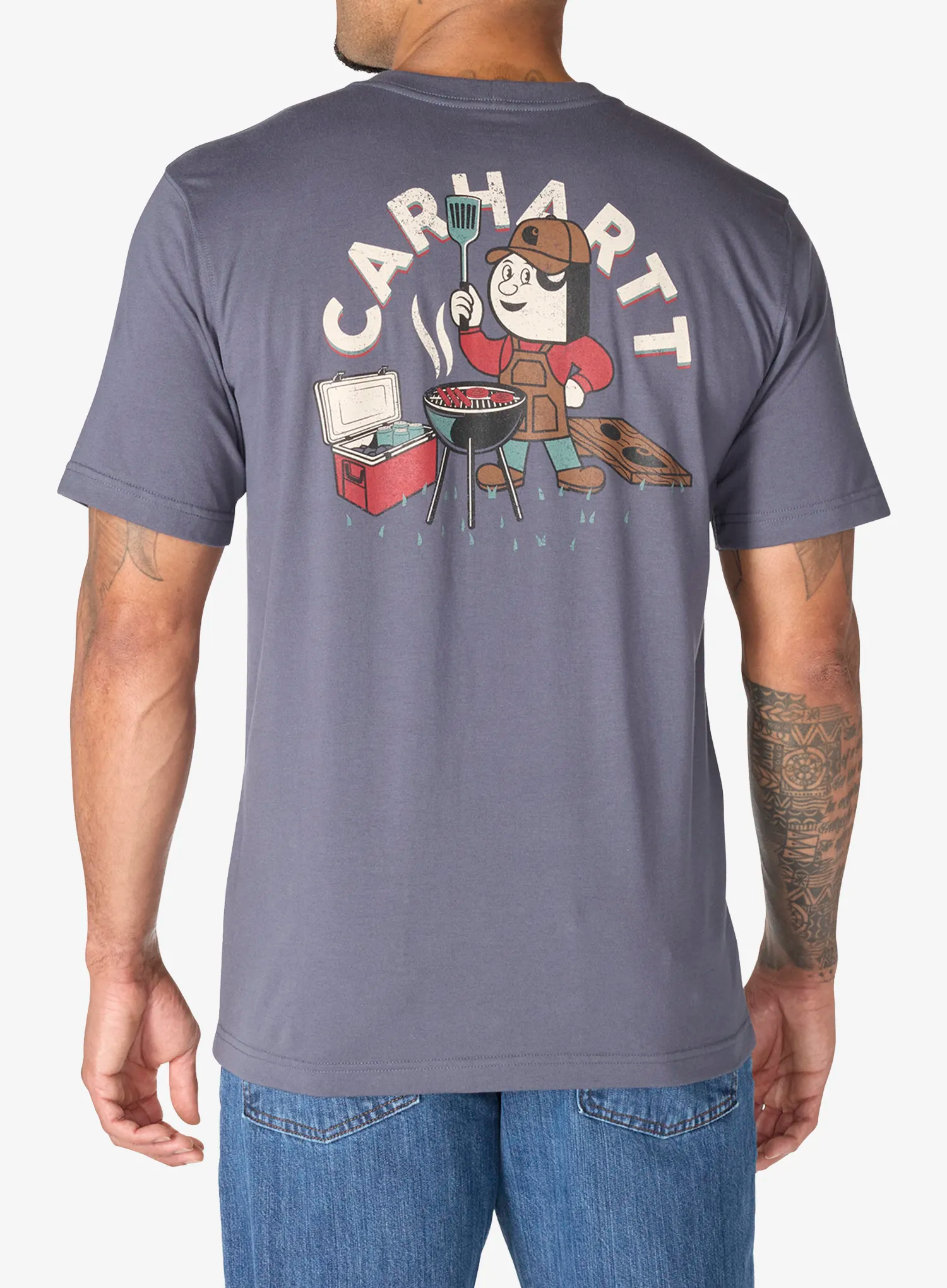T-Shirt mit Aufdruck Carhartt Irvine Relaxed Grill T-Shirt - bluestone