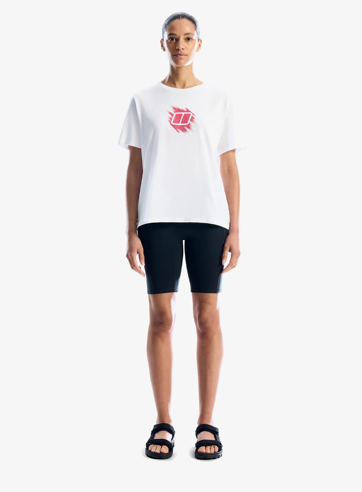 Bedruckte T-Shirt Damen Berghaus Sketched Blocks Essential Tee Af - pure white
