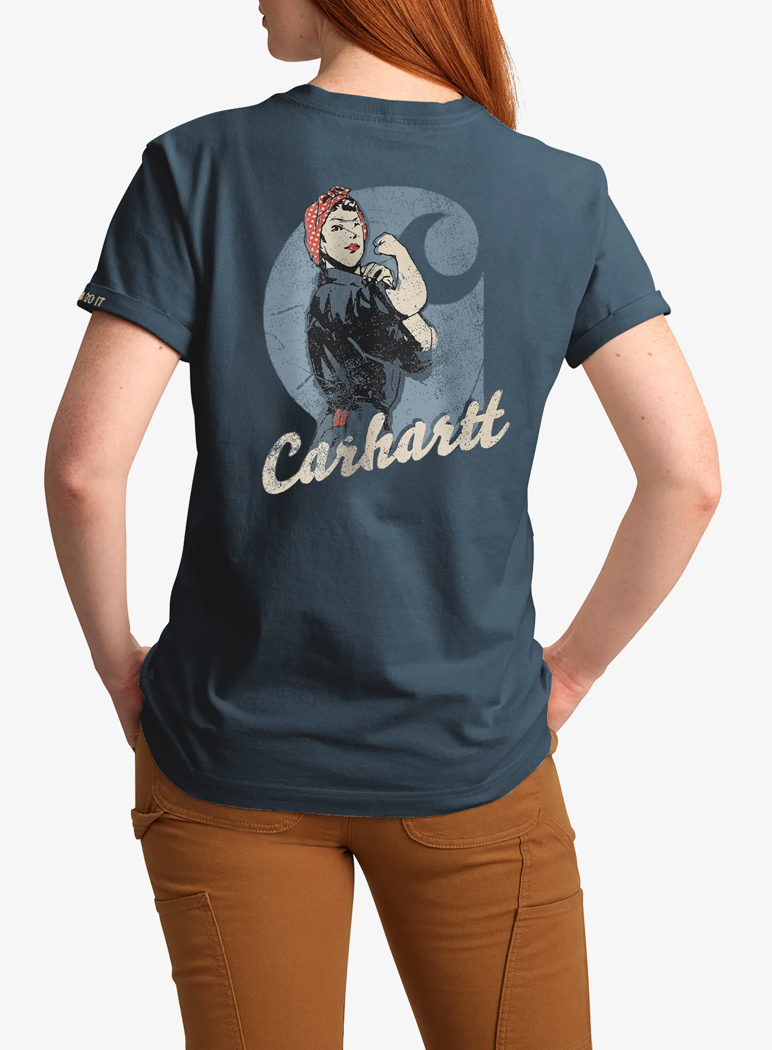 Bedruckte T-Shirt Damen Carhartt Dearborn Loose Rosie T-Shirt - iron blue