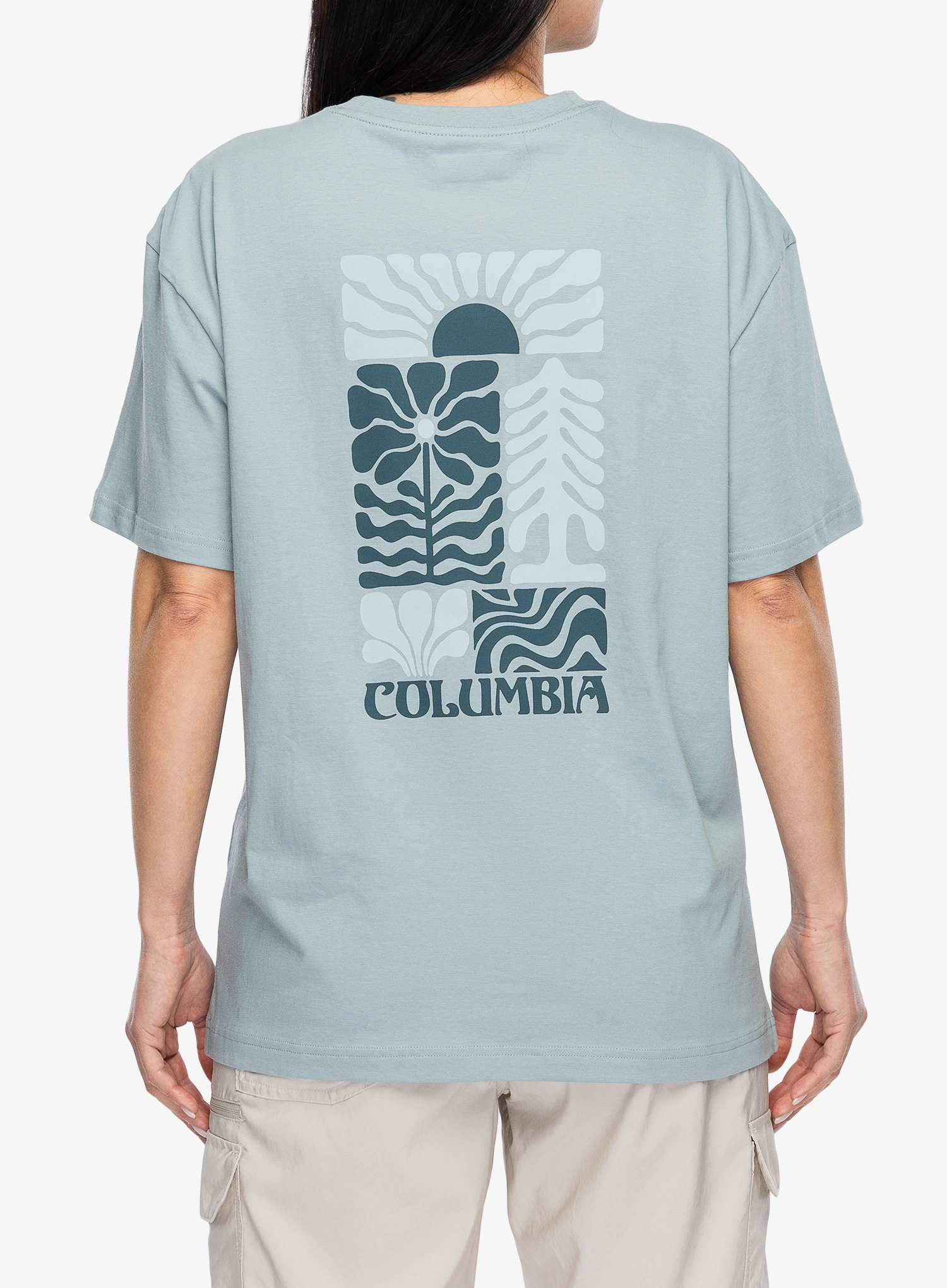 Bedruckte T-Shirt Damen Columbia Rolling Bend Graphic Oversized Tee - crushed blue/floral groove