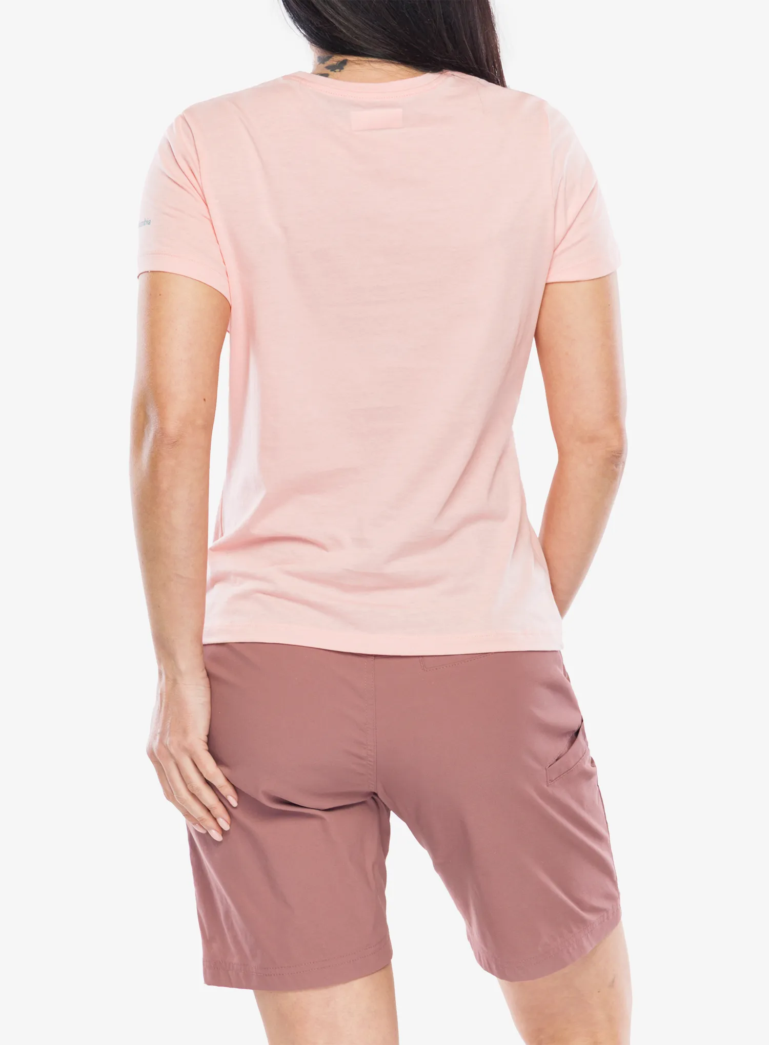 Bedruckte T-Shirt Damen Columbia Ruby Springs Graphic Fitted S/S - pink sand/ready for rays