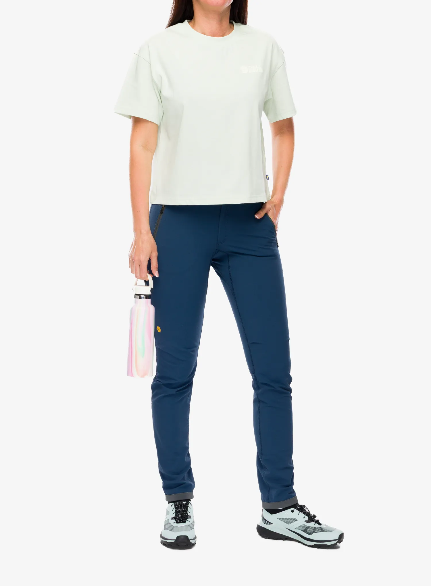 Bedruckte T-Shirt Damen Fjallraven Archive Logo T-shirt - soft jade