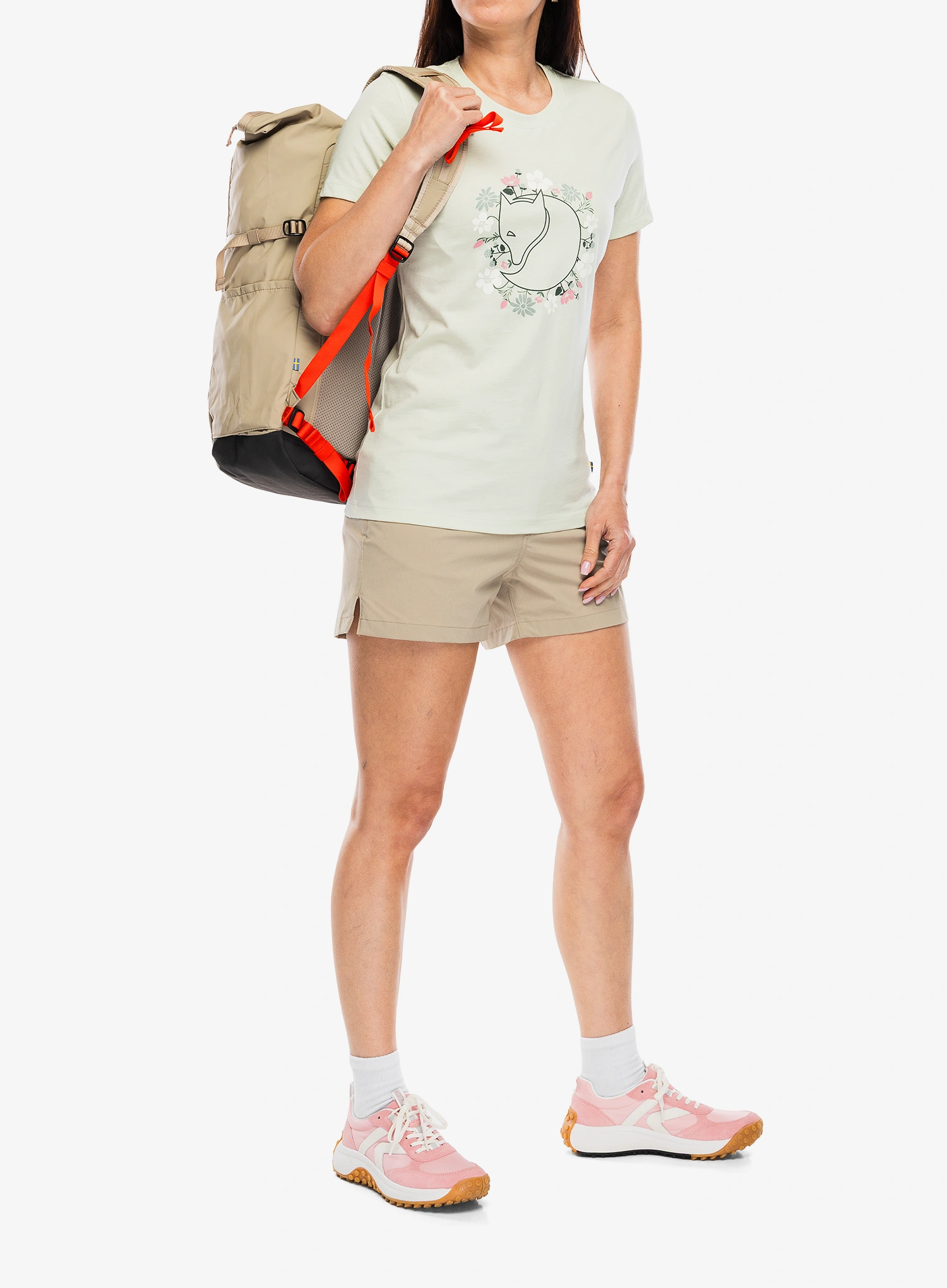 Bedruckte T-Shirt Damen Fjallraven Fjallblomster Fox T-shirt - soft jade