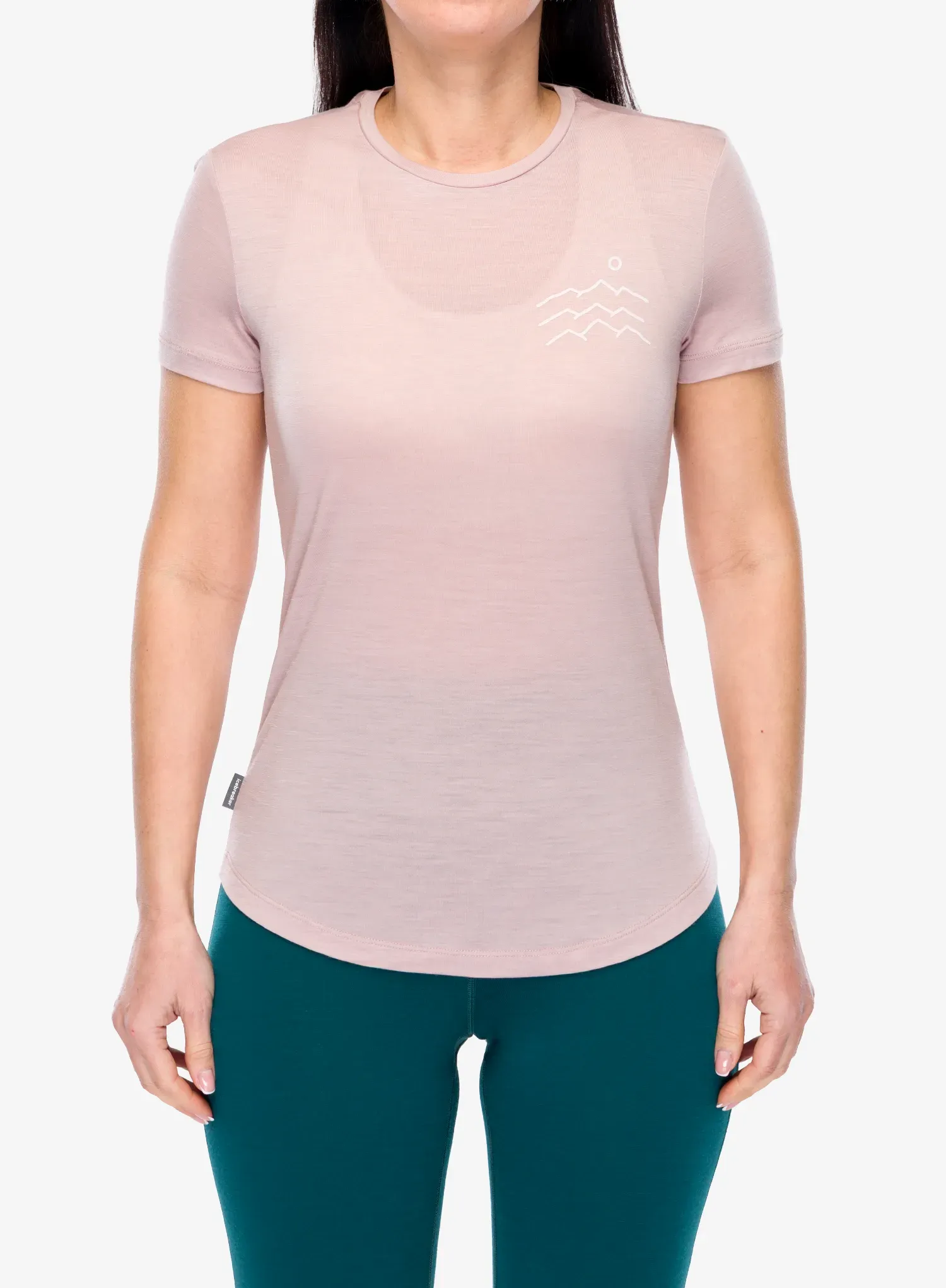 Bedruckte T-Shirt Damen Icebreaker Merino 125 Cool-Lite Sphere SS Tee Across The Peaks - pink quartz