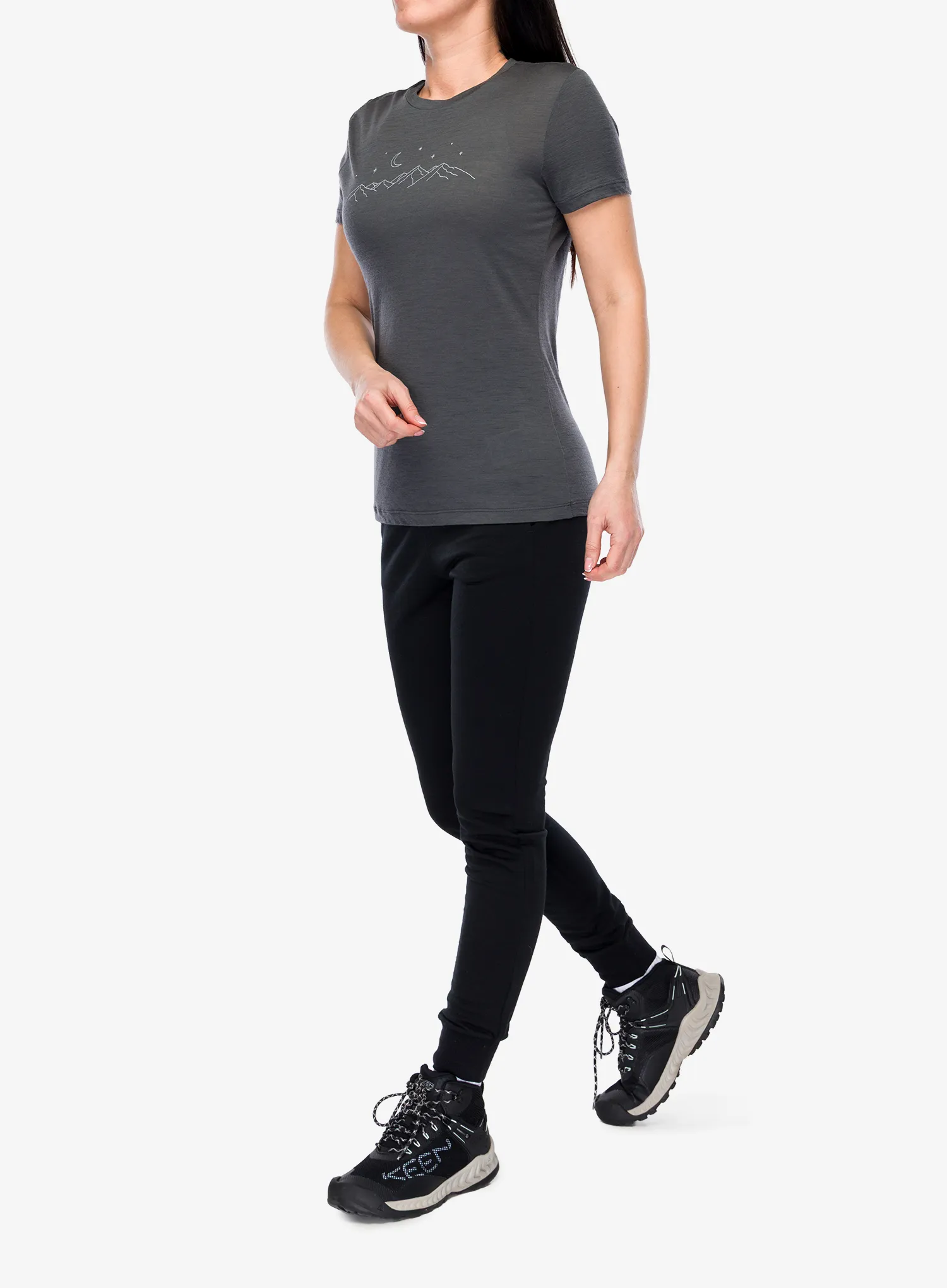 Bedruckte T-Shirt Damen Icebreaker Merino 150 Tech Lite SS Tee Sparkling Stars - obsidian
