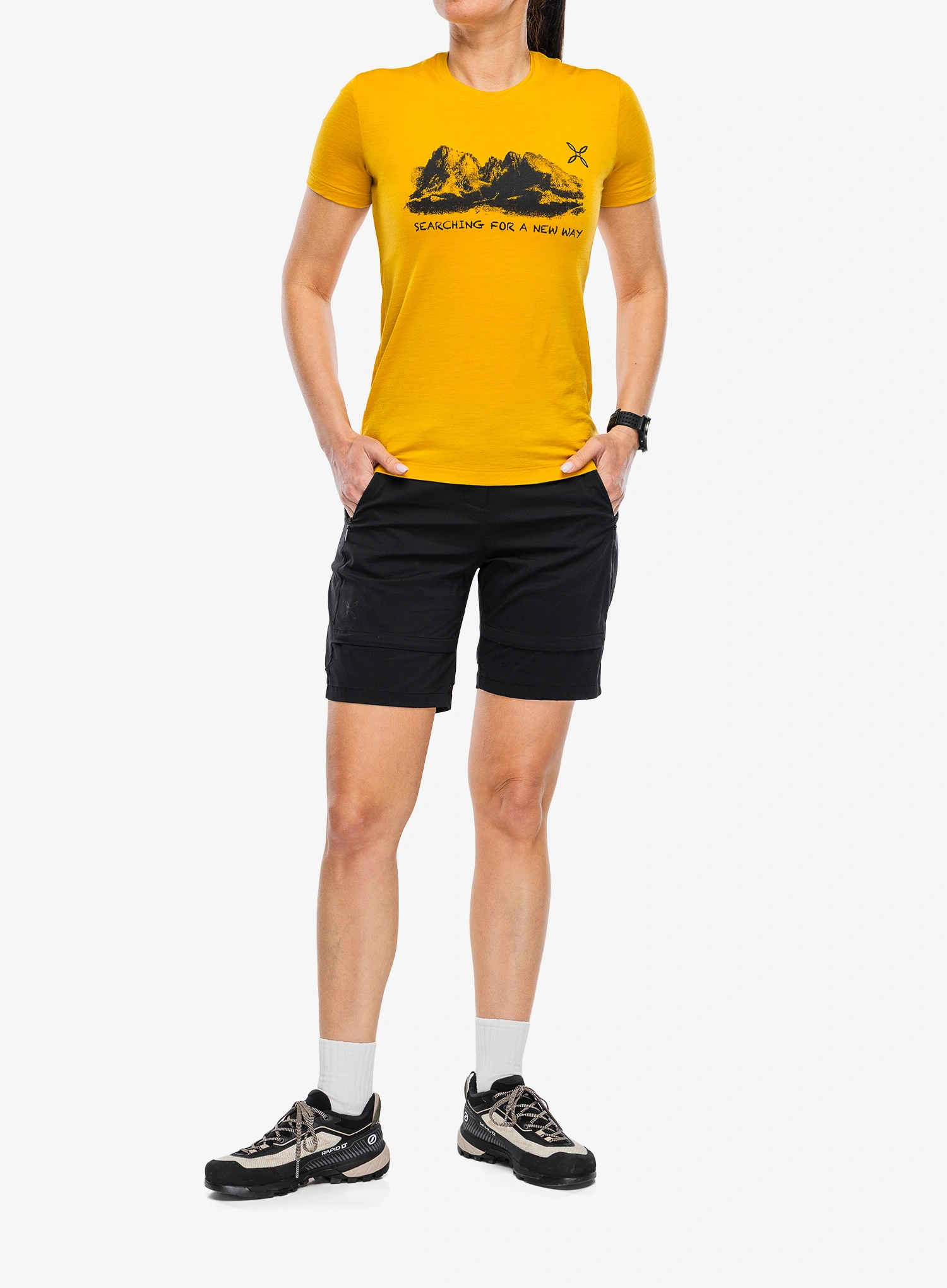 Bedruckte T-Shirt Damen Montura Peaks Merino T-Shirt - mustard/mustard