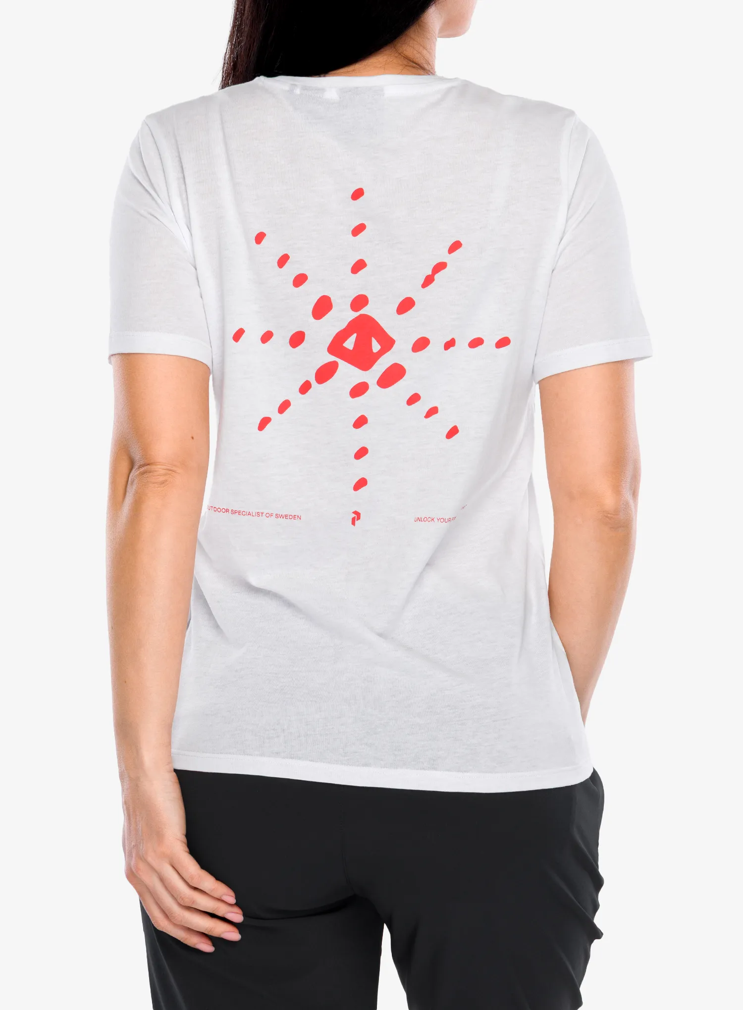 Bedruckte T-Shirt Damen Peak Performance Explore Graphic Tee - white
