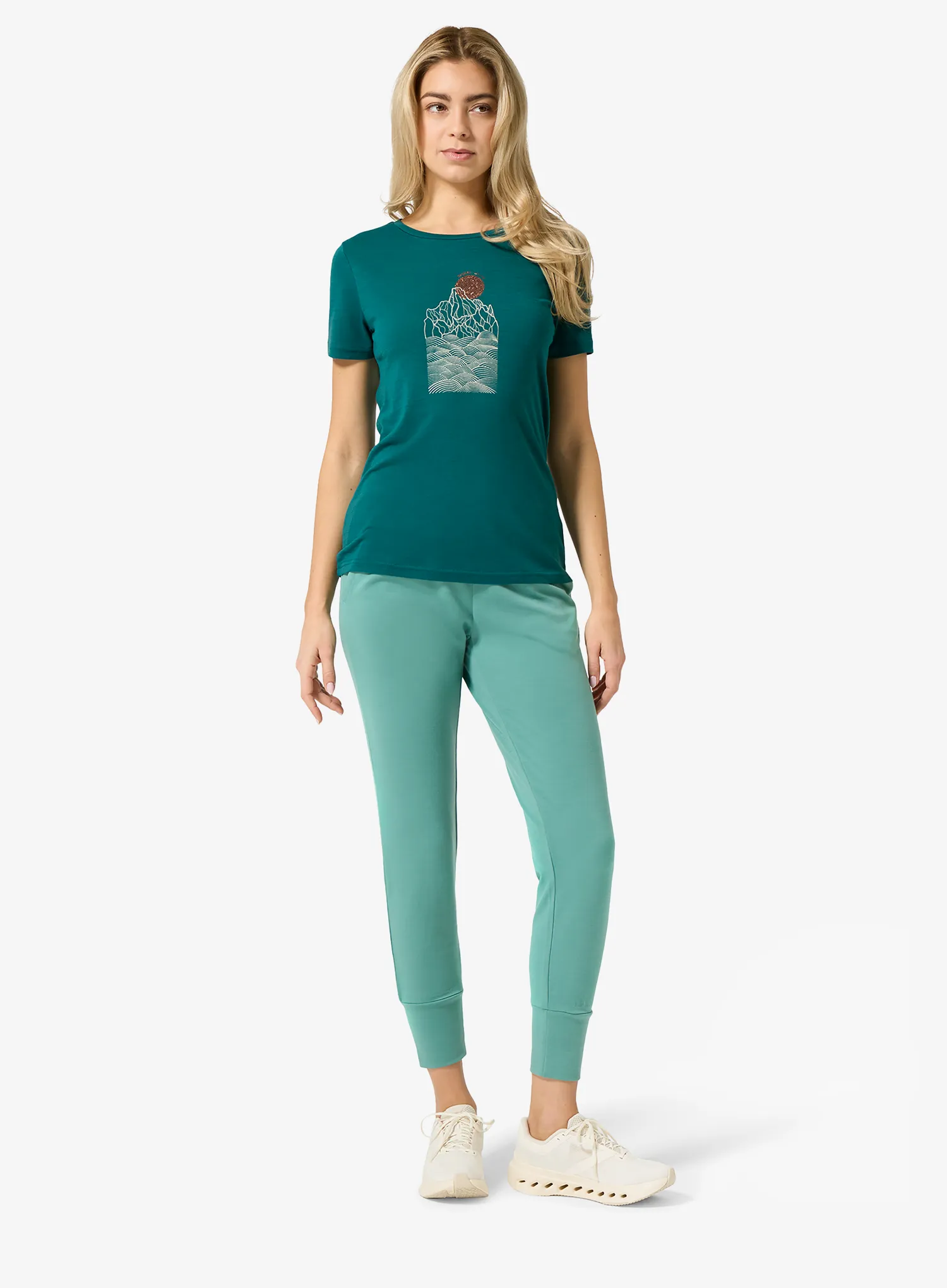 Bedruckte T-Shirt Damen Super.natural Preikestolen Cliffs Tee - pacific/feather grey/cooper