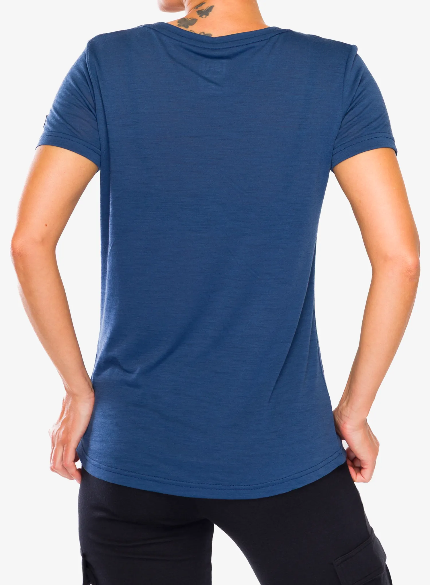 Bedruckte T-Shirt Damen Super.natural Tri Tee - ocean blue/feather grey