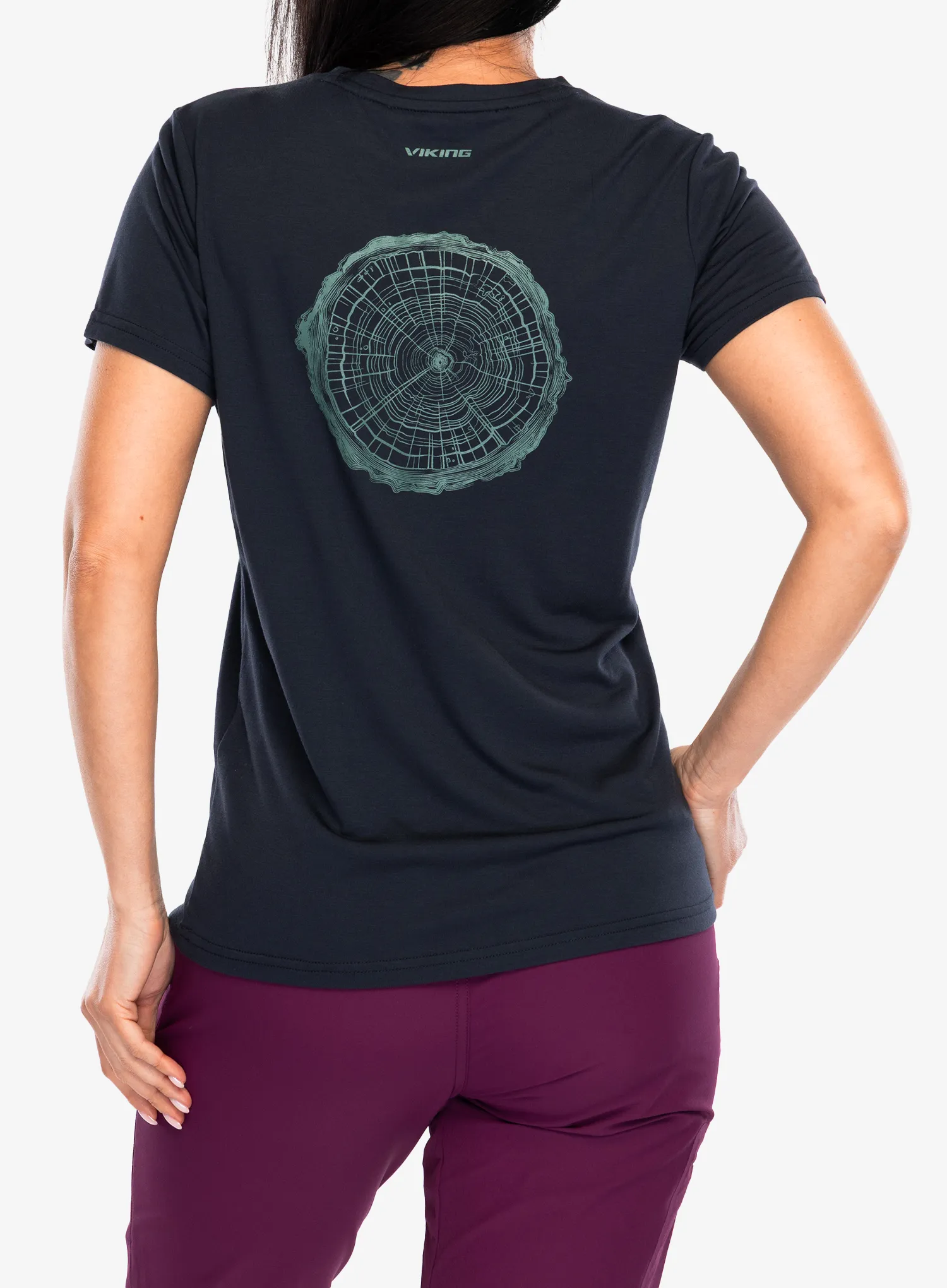 Bedruckte T-Shirt Damen Viking Rune Bamboo - navy/turquise
