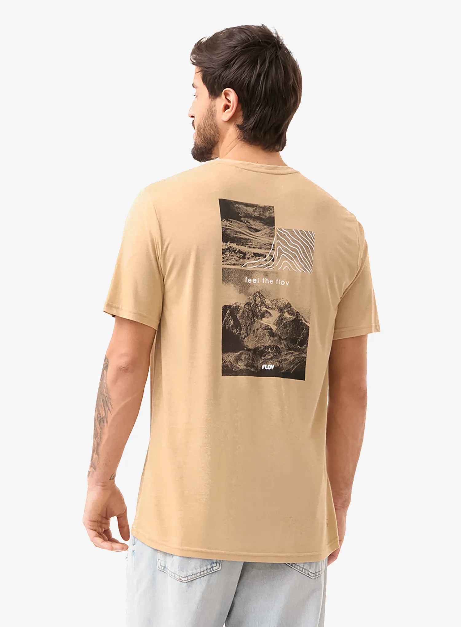 T-Shirt mit Aufdruck Flov Morro - beige/dark grey