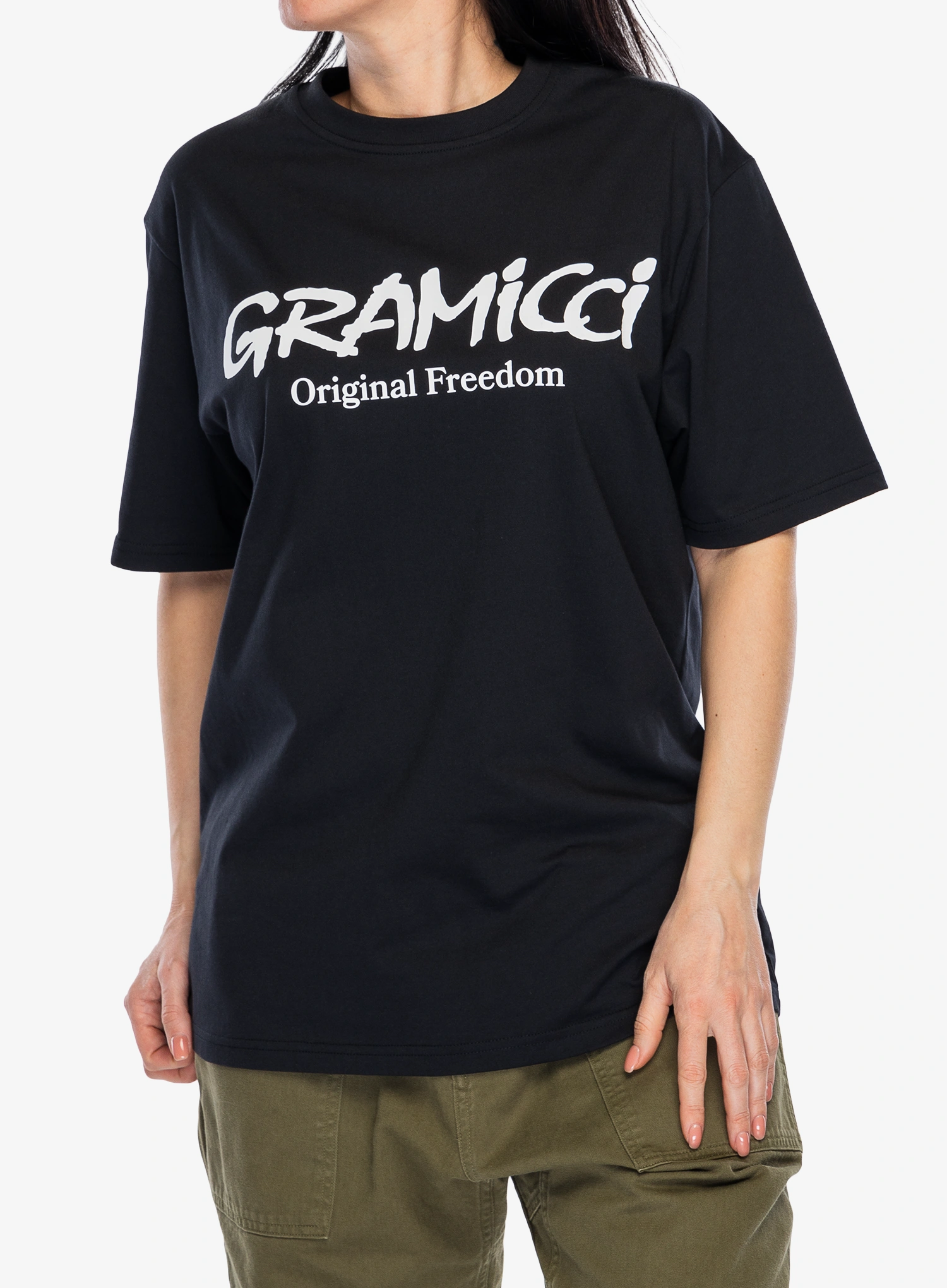T-Shirt mit Aufdruck Gramicci Original Freedom Logo Tee - black
