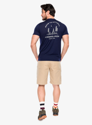 T-Shirt mit Aufdruck Icebreaker Merino 150 Tech Lite SS Tee Peaceful Pass - midnight navy
