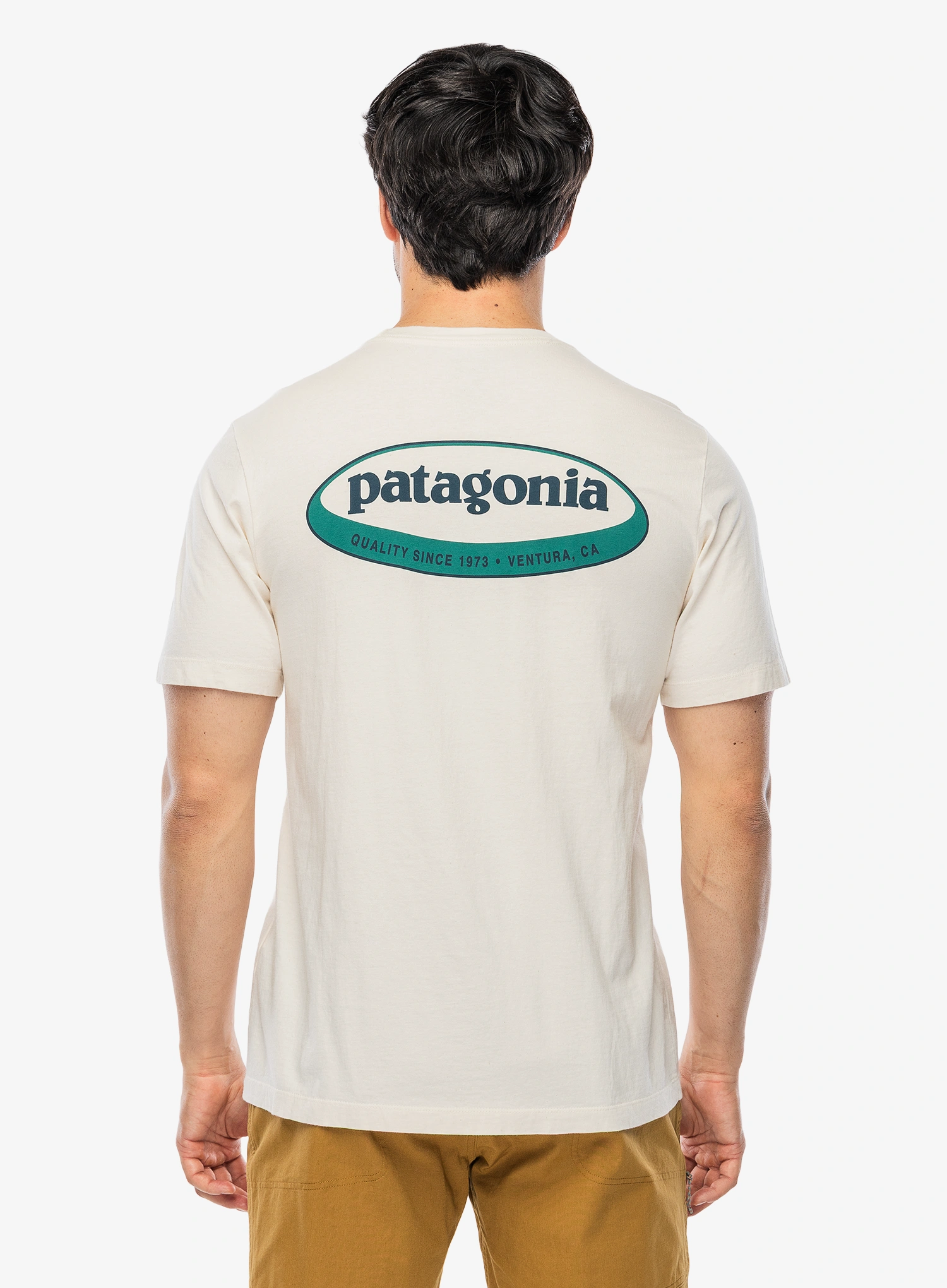 T-Shirt mit Aufdruck Patagonia 95 Oval Logo T-Shirt - undyed natural
