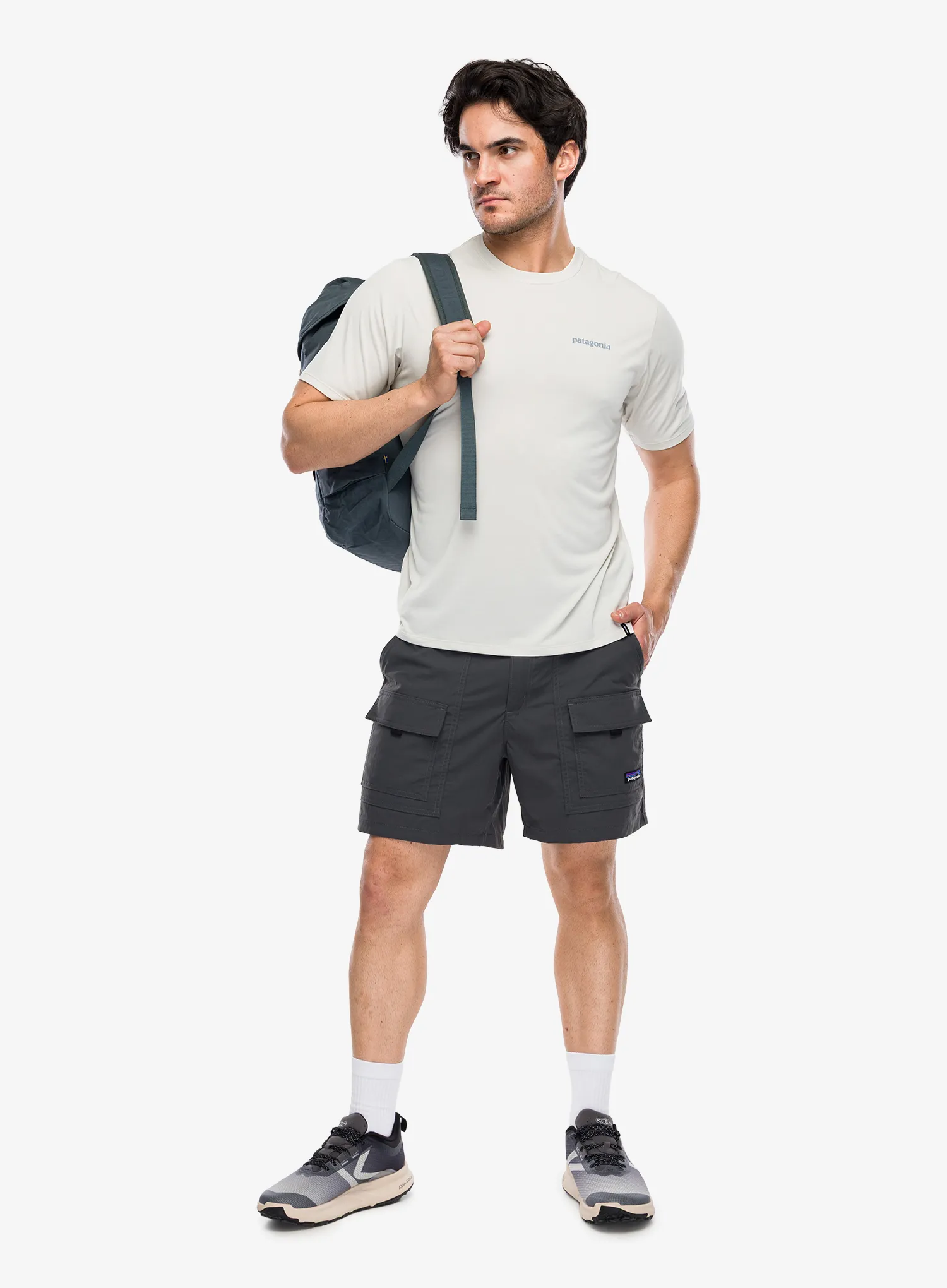 T-Shirt mit Aufdruck Patagonia Cap Cool Daily Shirt Boardshort Logo - dyno white