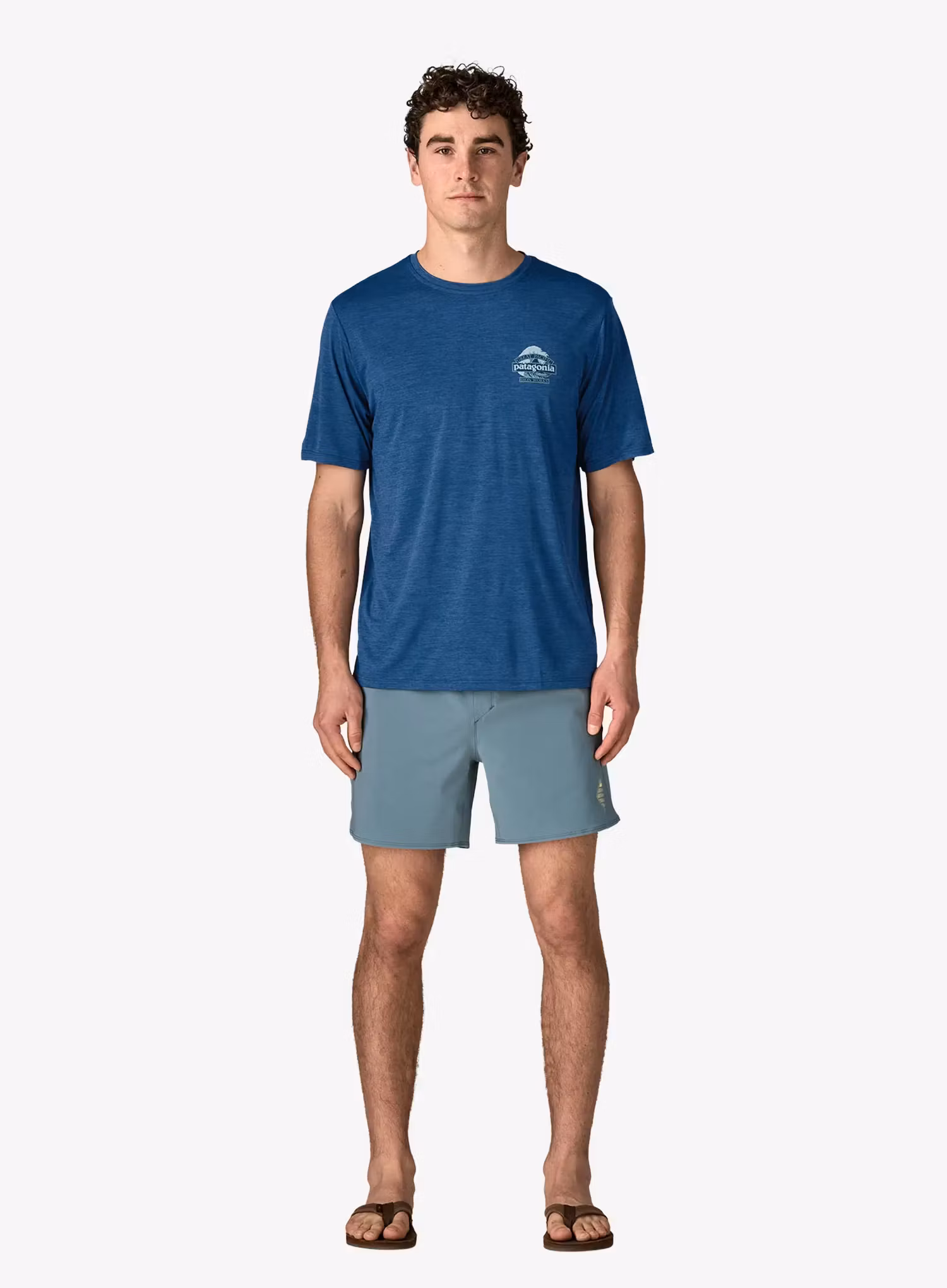 T-Shirt mit Aufdruck Patagonia Cap Cool Daily Shirt Great Waves - c.blue/light c.blue x-dye