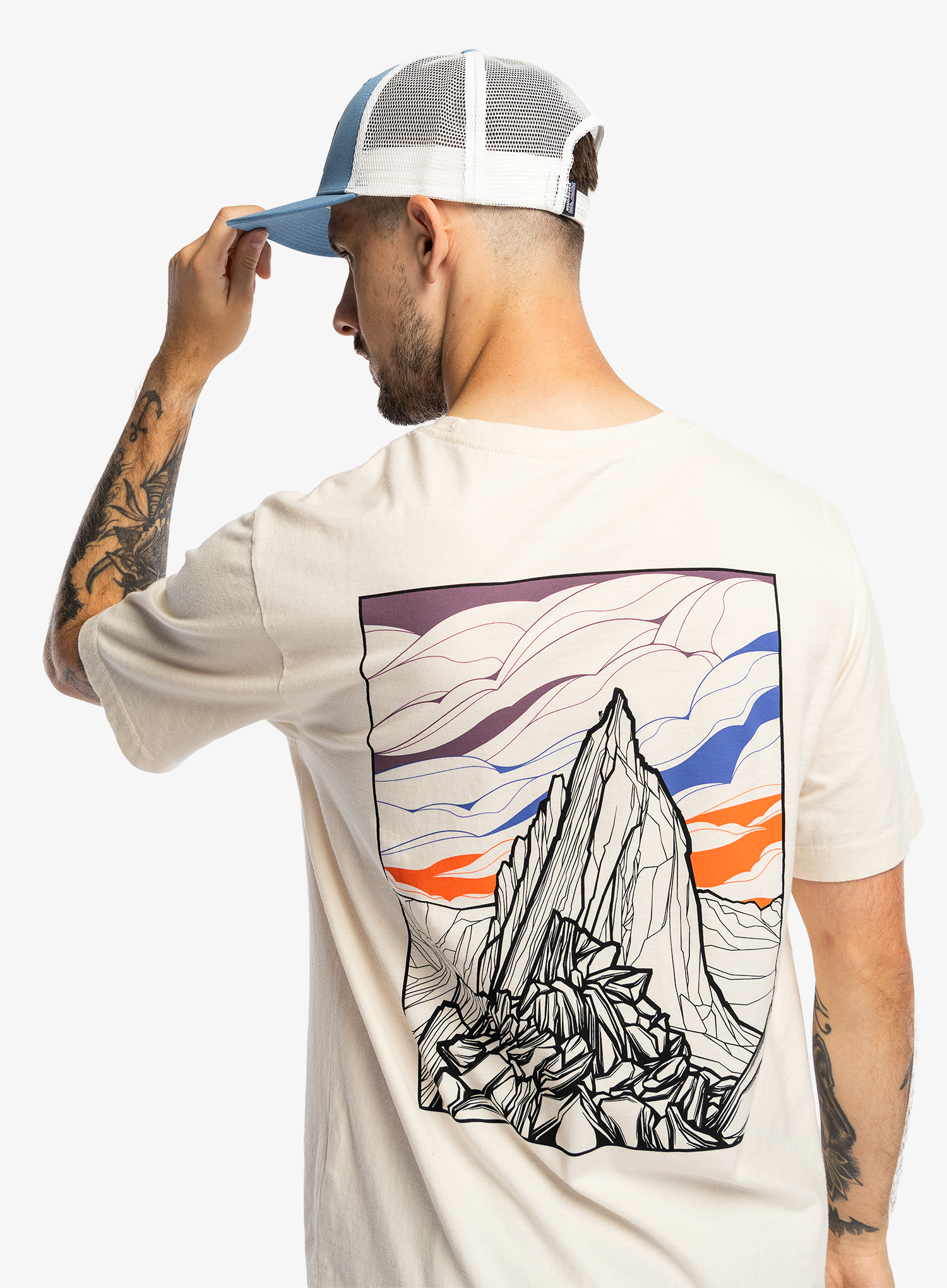 T-Shirt mit Aufdruck Patagonia Cloud Crag T-Shirt - undyed natural