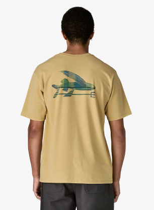 T-Shirt mit Aufdruck Patagonia Flying Fish Responsibili-Tee - limestone yellow/heritage fitz