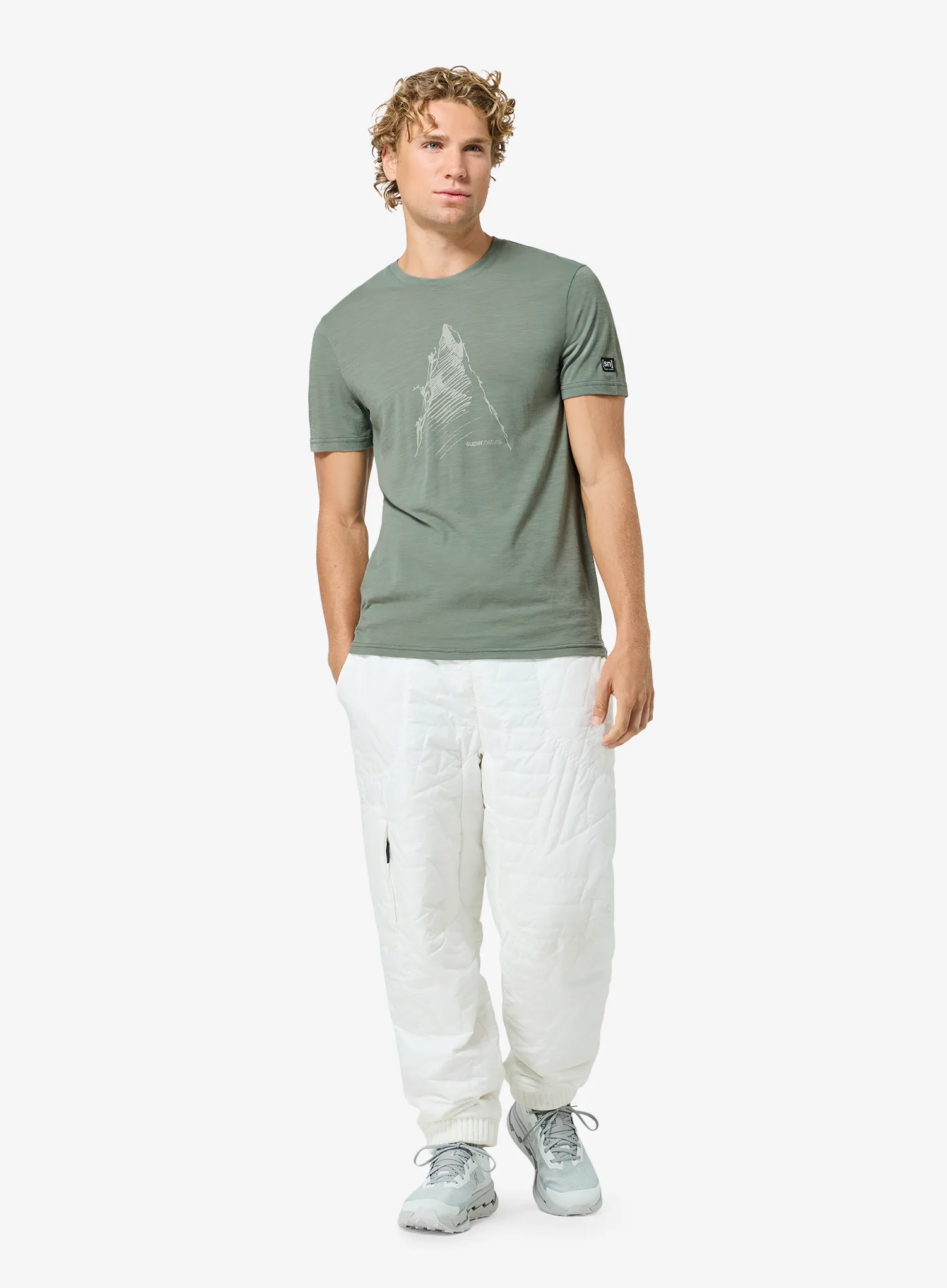 T-Shirt mit Aufdruck Super.natural Ascenders Tee - eucalyptus/feather grey
