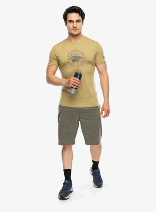 T-Shirt mit Aufdruck Super.natural Exploring Tee - sahara/cashmere grey melange