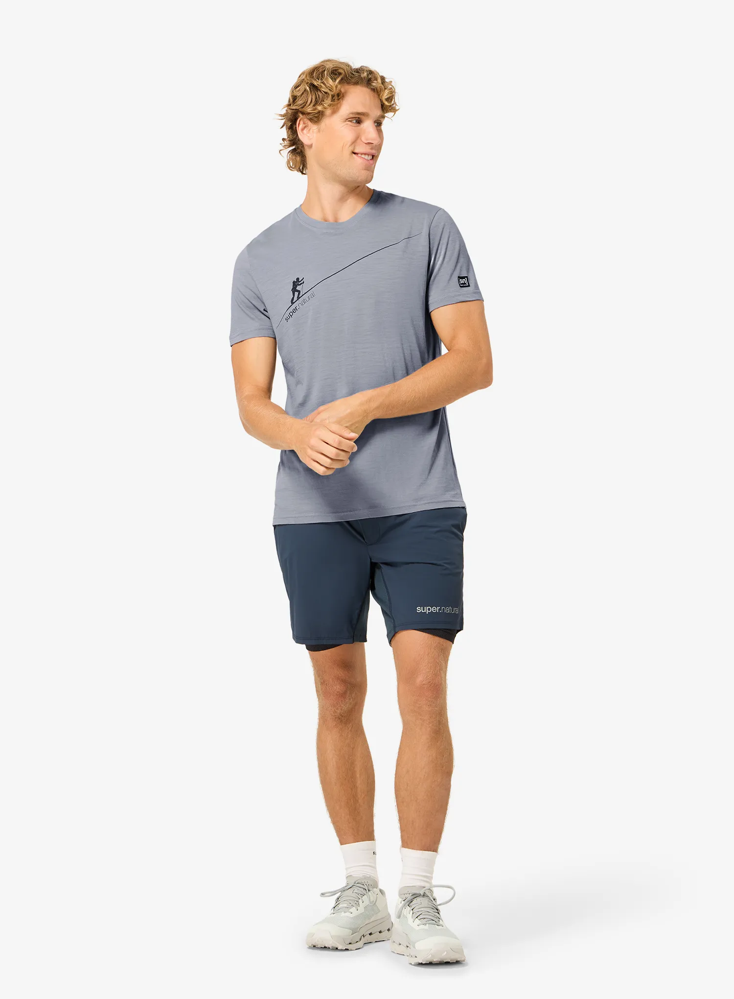 T-Shirt mit Aufdruck Super.natural Haute Route Tee - foggy blue/blueberry