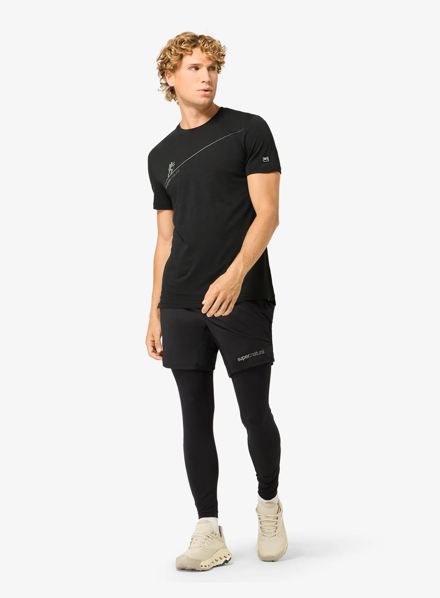 T-Shirt mit Aufdruck Super.natural Haute Route Tee - jet black/eucalyptus