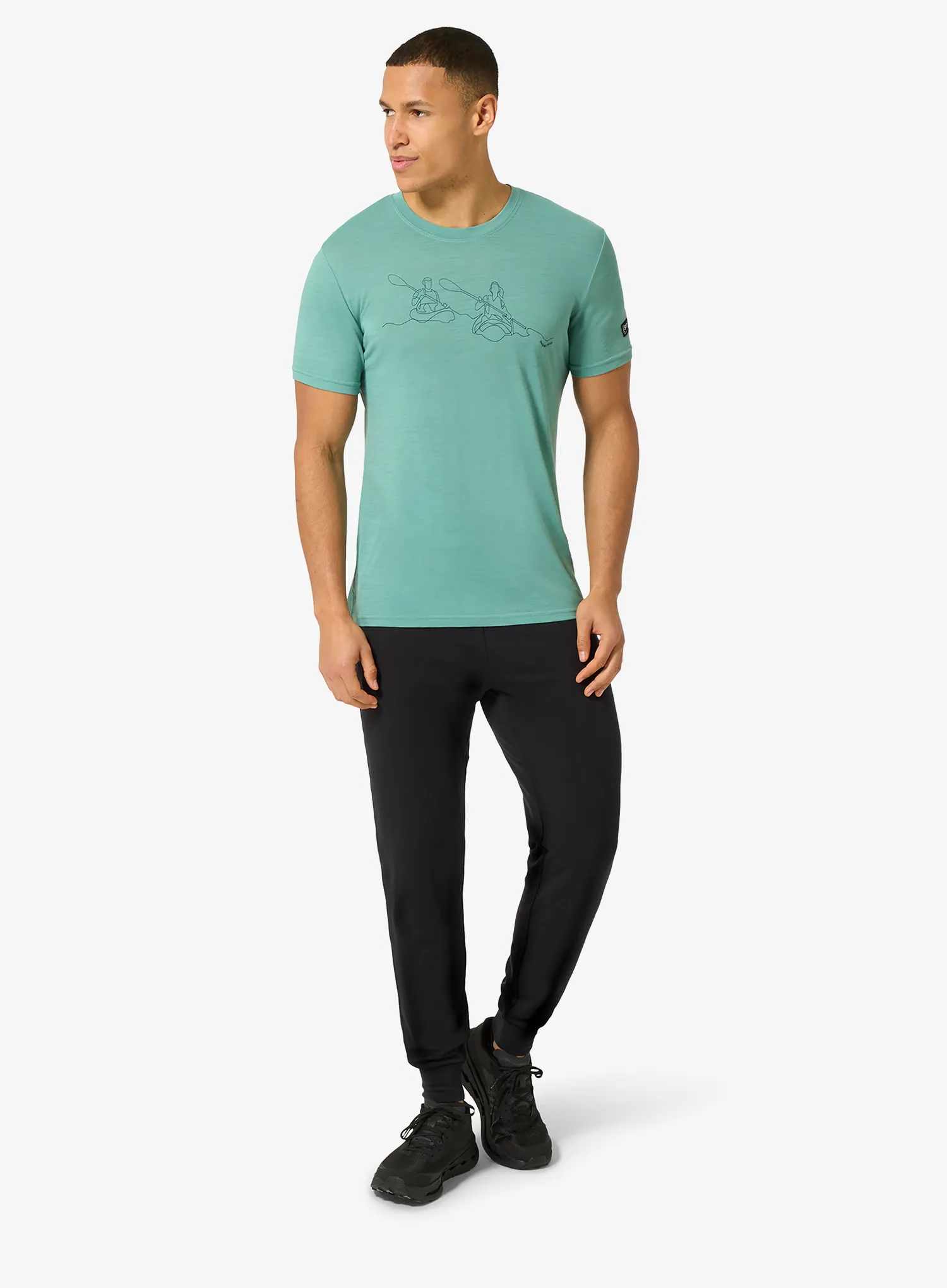 T-Shirt mit Aufdruck Super.natural Kanulines Tee - lagoon green/blueberry