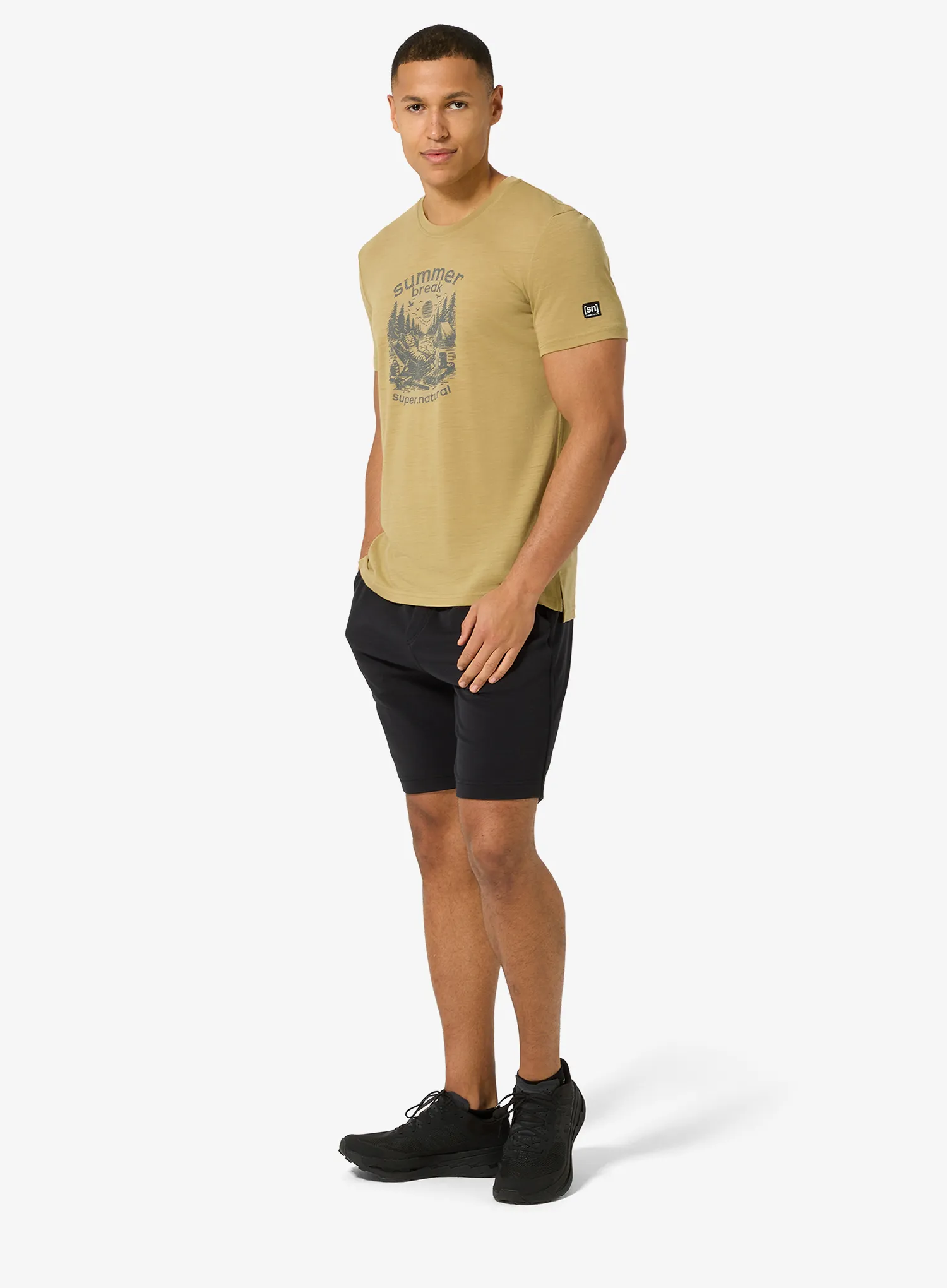 T-Shirt mit Aufdruck Super.natural Summer Break Tee - sahara/cashmere grey melange