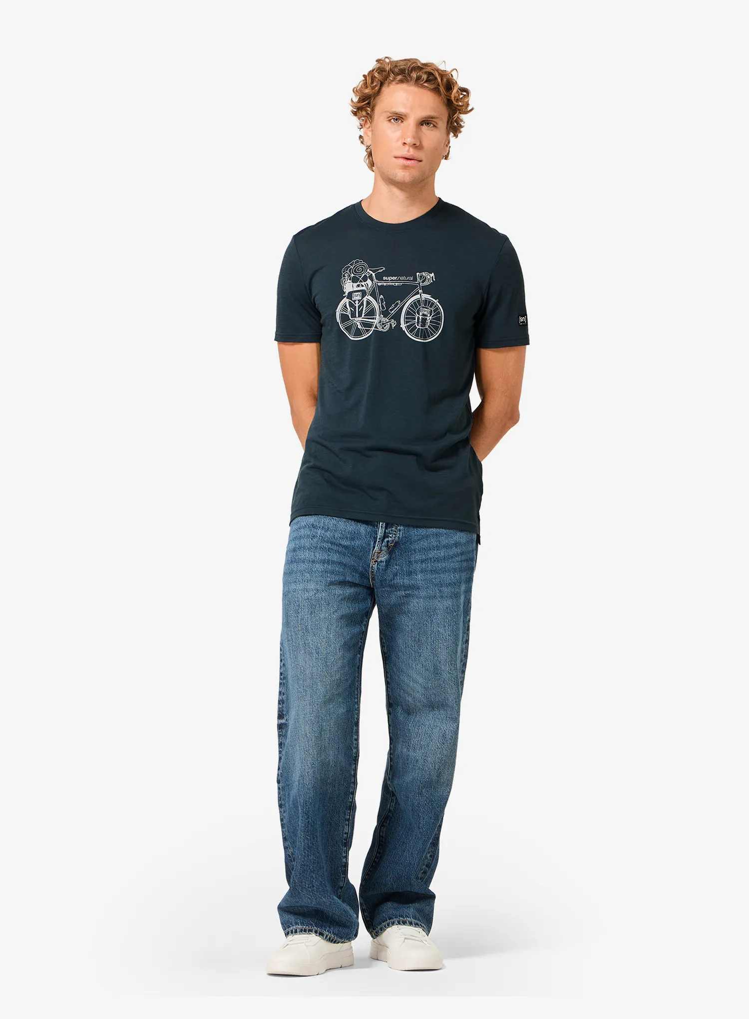 T-Shirt mit Aufdruck Super.natural Wander Wheel Tee - blueberry/vapor grey
