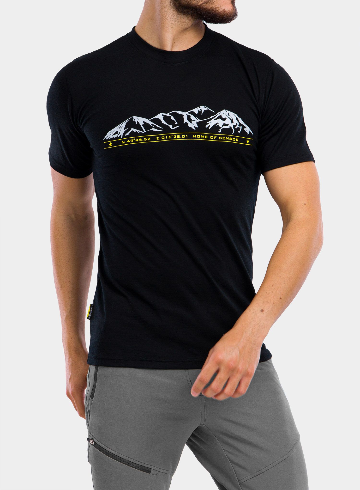 T-Shirt Herren Sensor Merino Active PT Tee S/S - black mountains