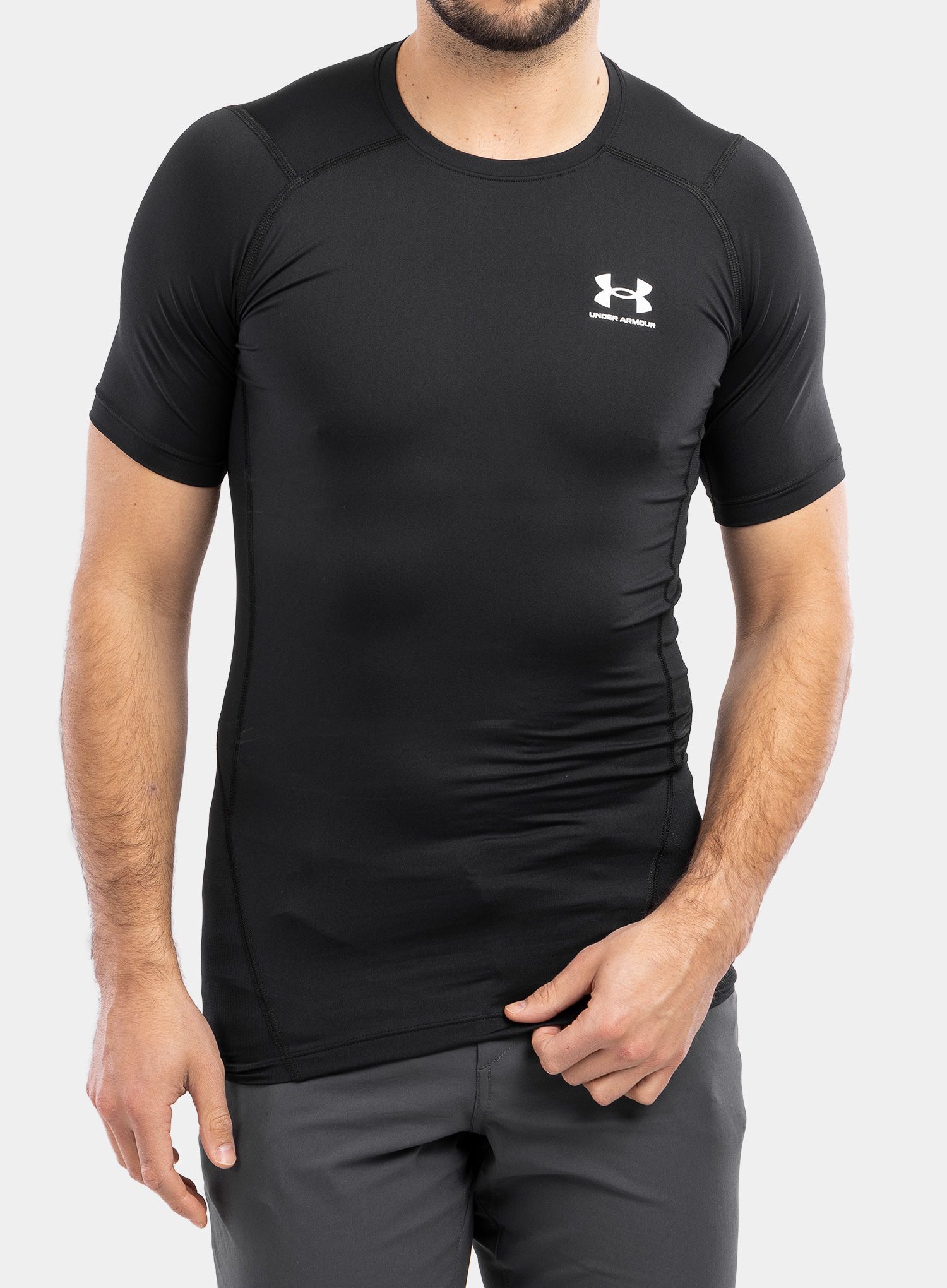 T-Shirt Herren Under Armour HG Armour Comp S/S - black/white