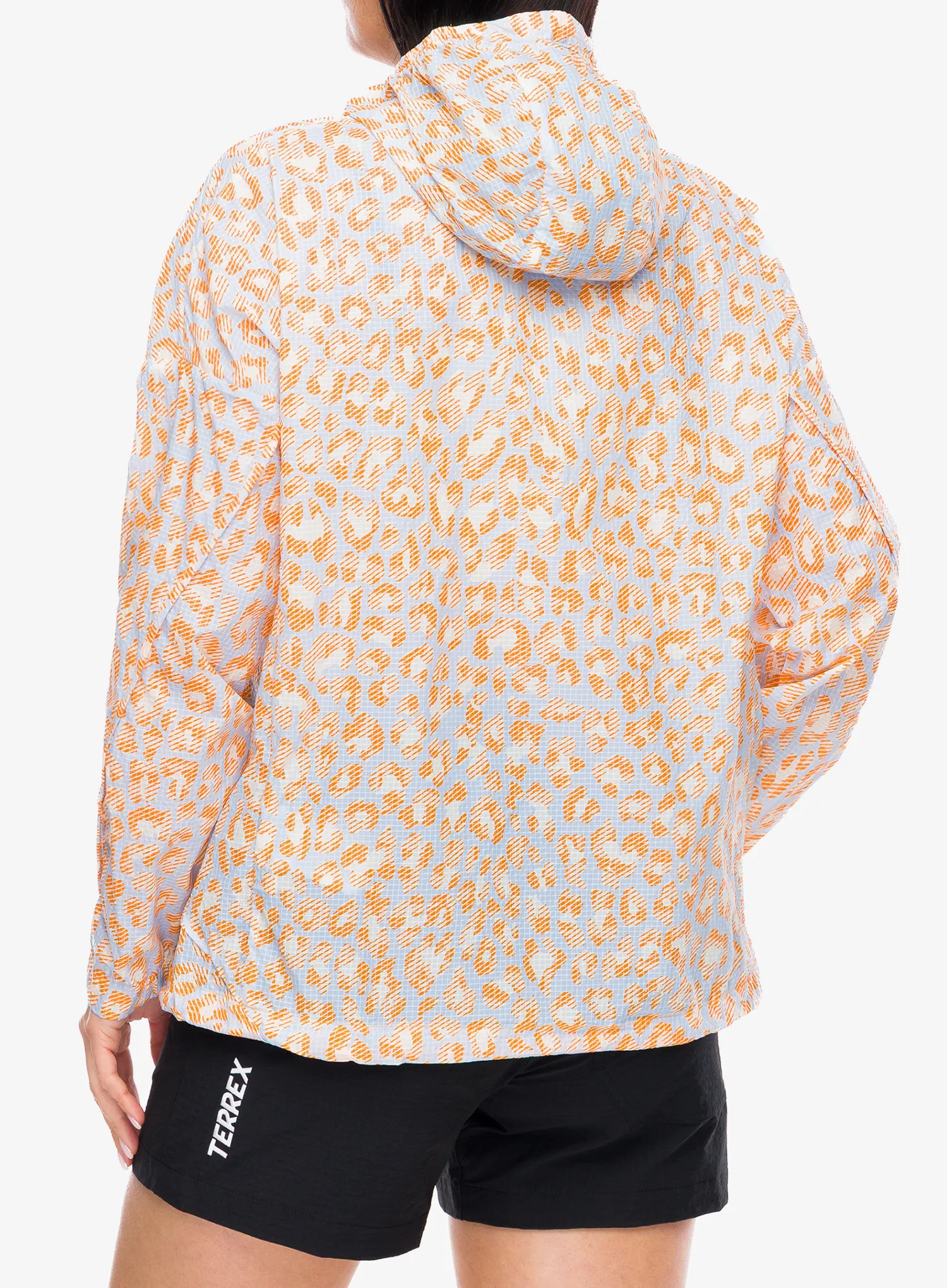 Jacke Damen adidas TERREX Xploric CLIMA365 Printed Wind Anorak - white/glow blue/pure tangerine