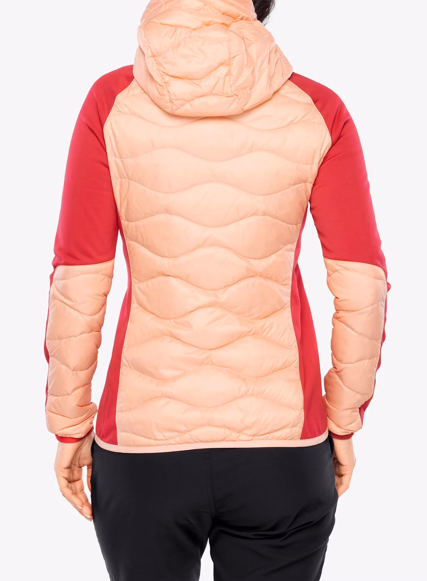 Hybridjacke Damen Peak Performance Helium Down Hybrid Hood - peach fuzz/tech burgundy