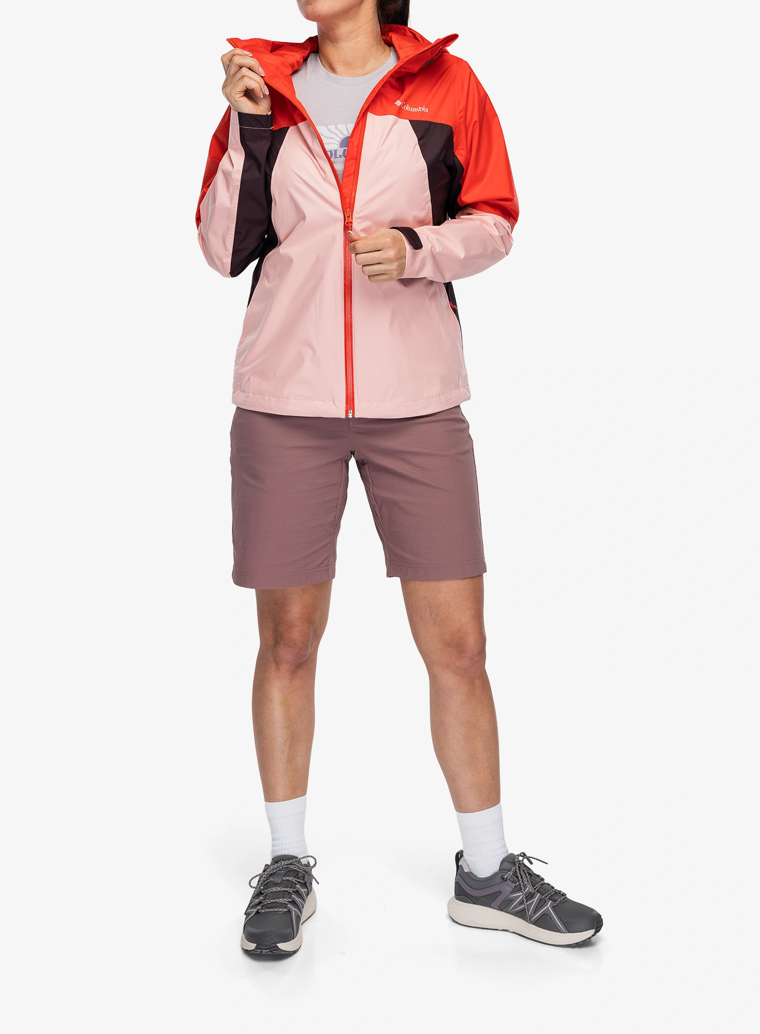Regenjacke Damen Columbia Inner Limits IV Jacket - pink sand/poppy red/moonvista