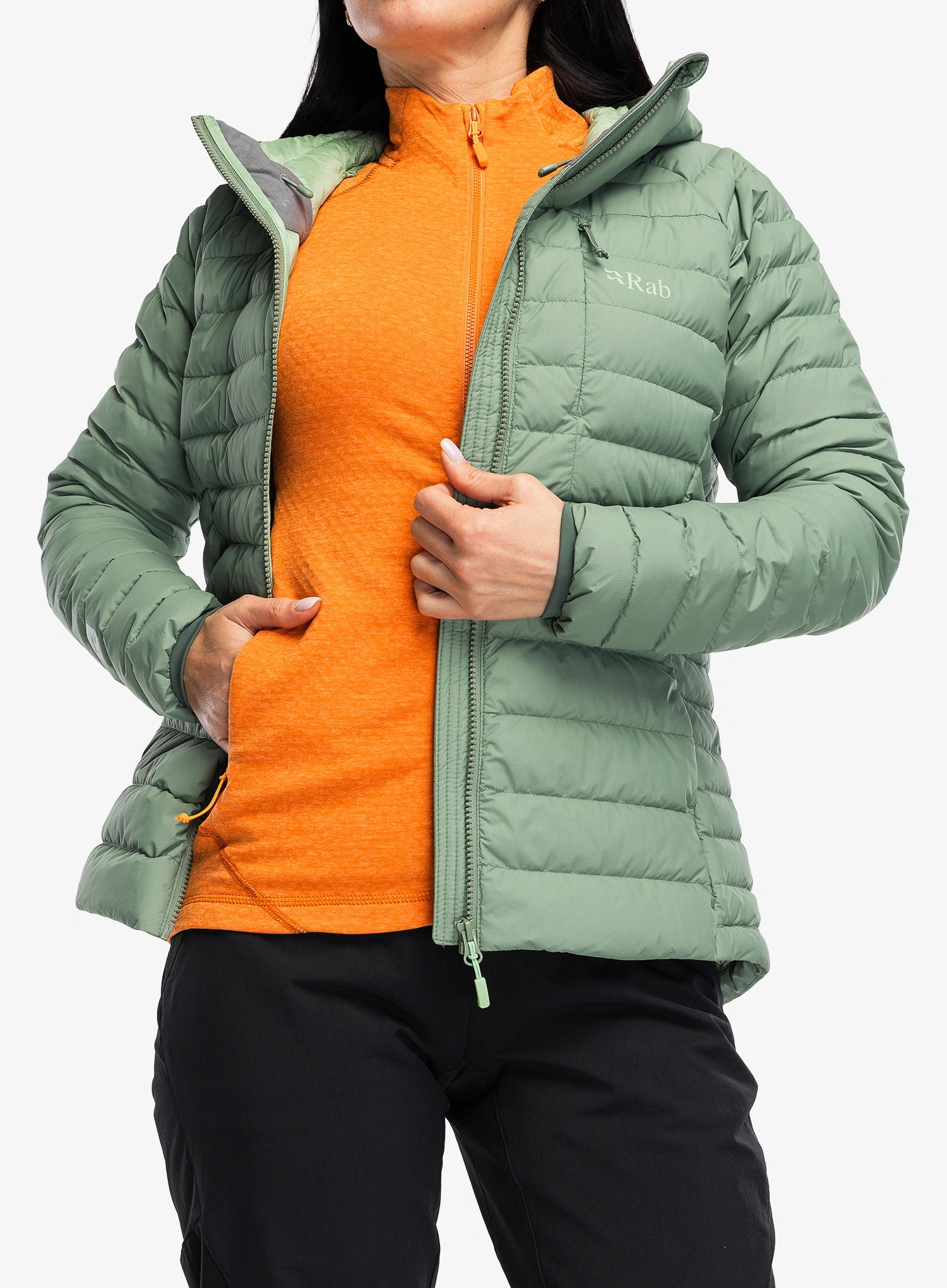 Daunenjacke Damen Rab Microlight Windstopper Hoody - dark fig green