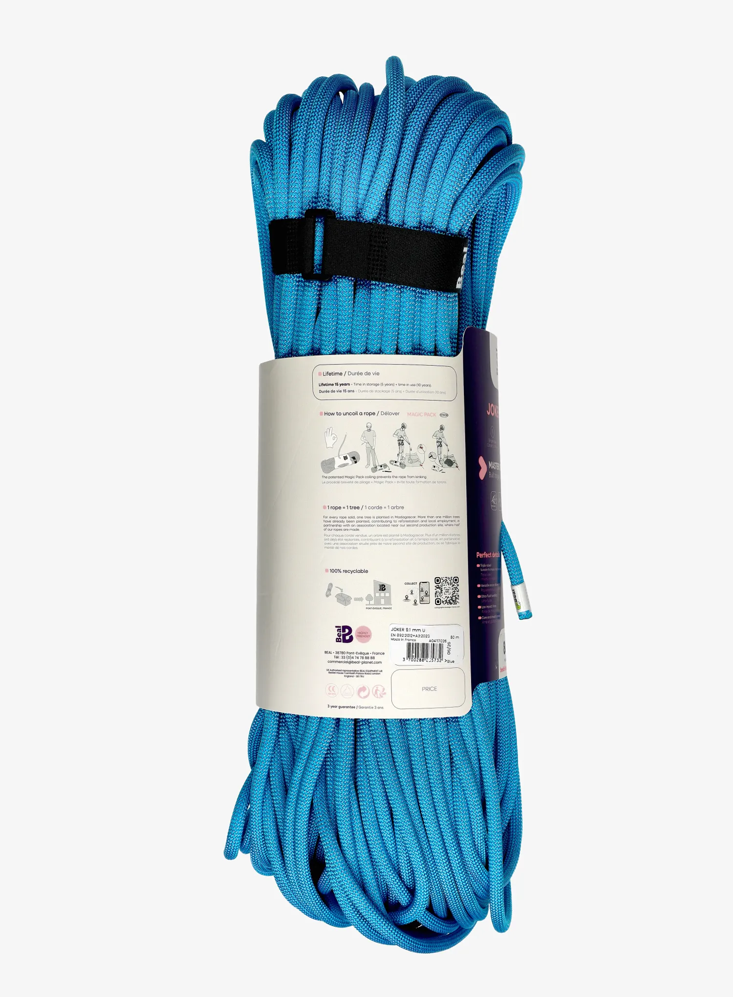 Dynamikseil Beal Joker Unicore Dry Cover 9,1 mm 80 m - blue