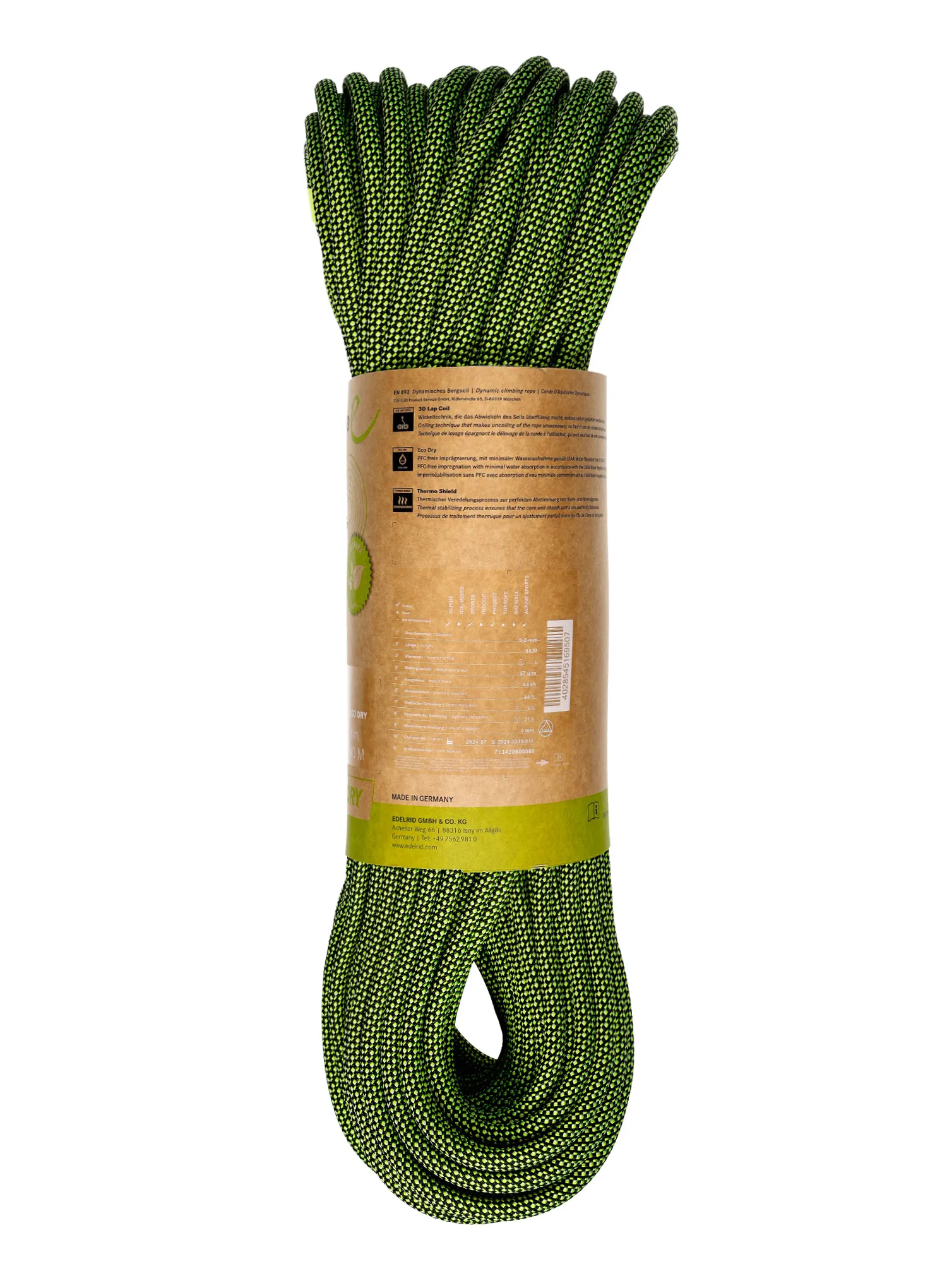 Dynamikseil Edelrid Hummingbird Eco Dry 9,2 mm 60 m - night/citrus