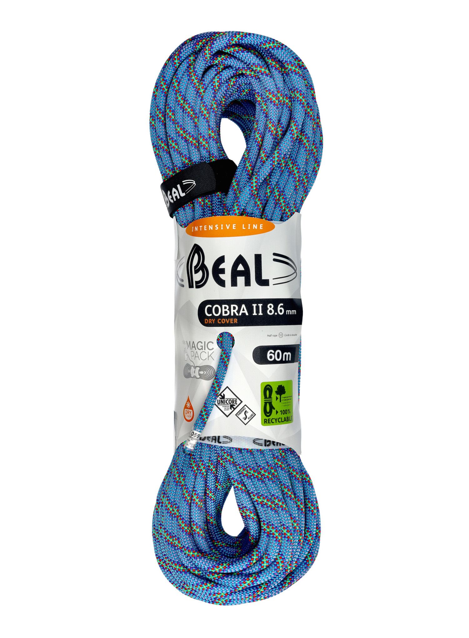 Dynamikseil Beal Cobra Unicore Dry Cover 8,6 mm 60 m - blue
