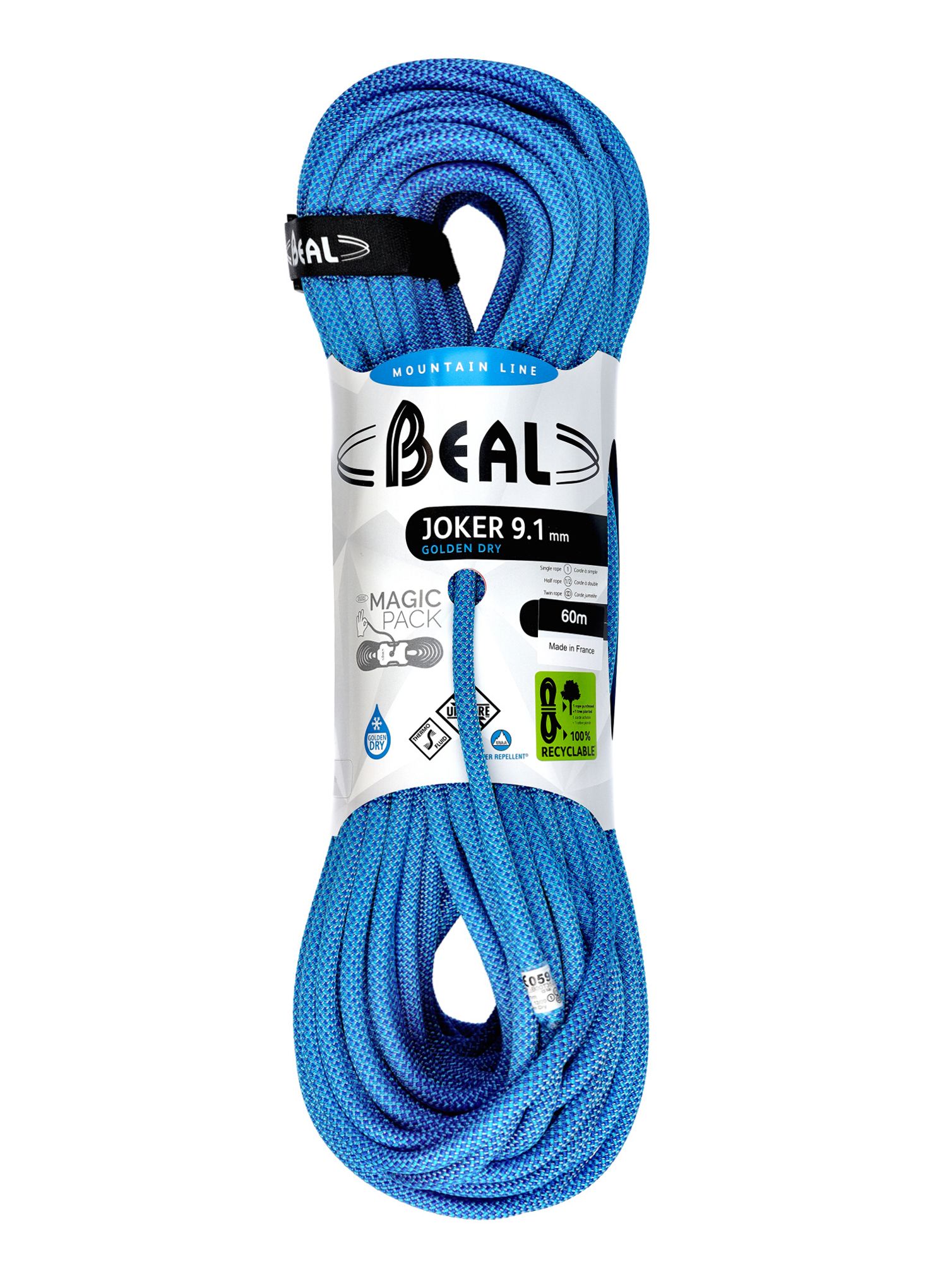 Dynamikseil Beal Joker 9,1 mm 60 m Unicore Golden Dry - blue