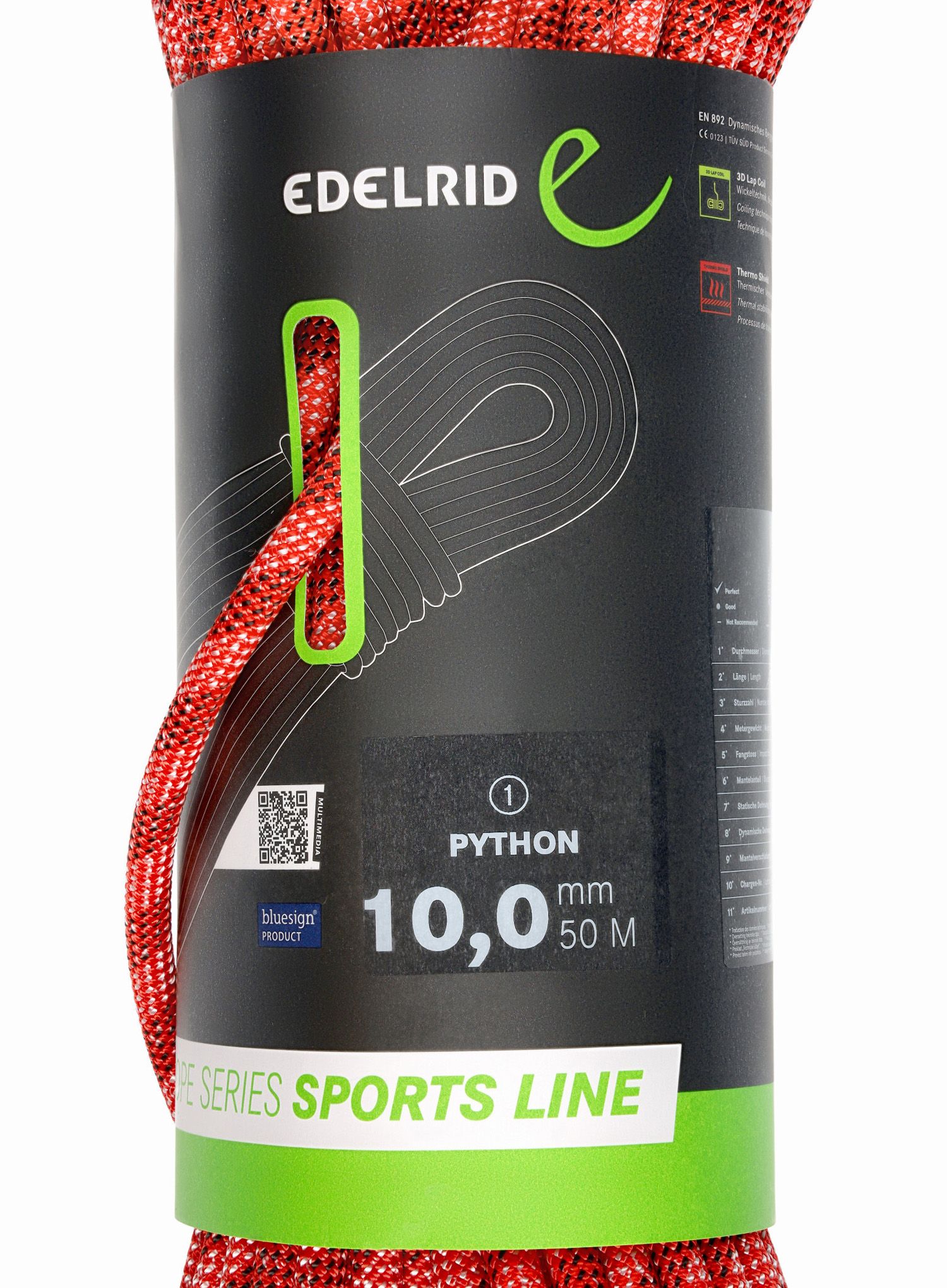 Dynamikseil Edelrid Python 10 mm 50 m - red