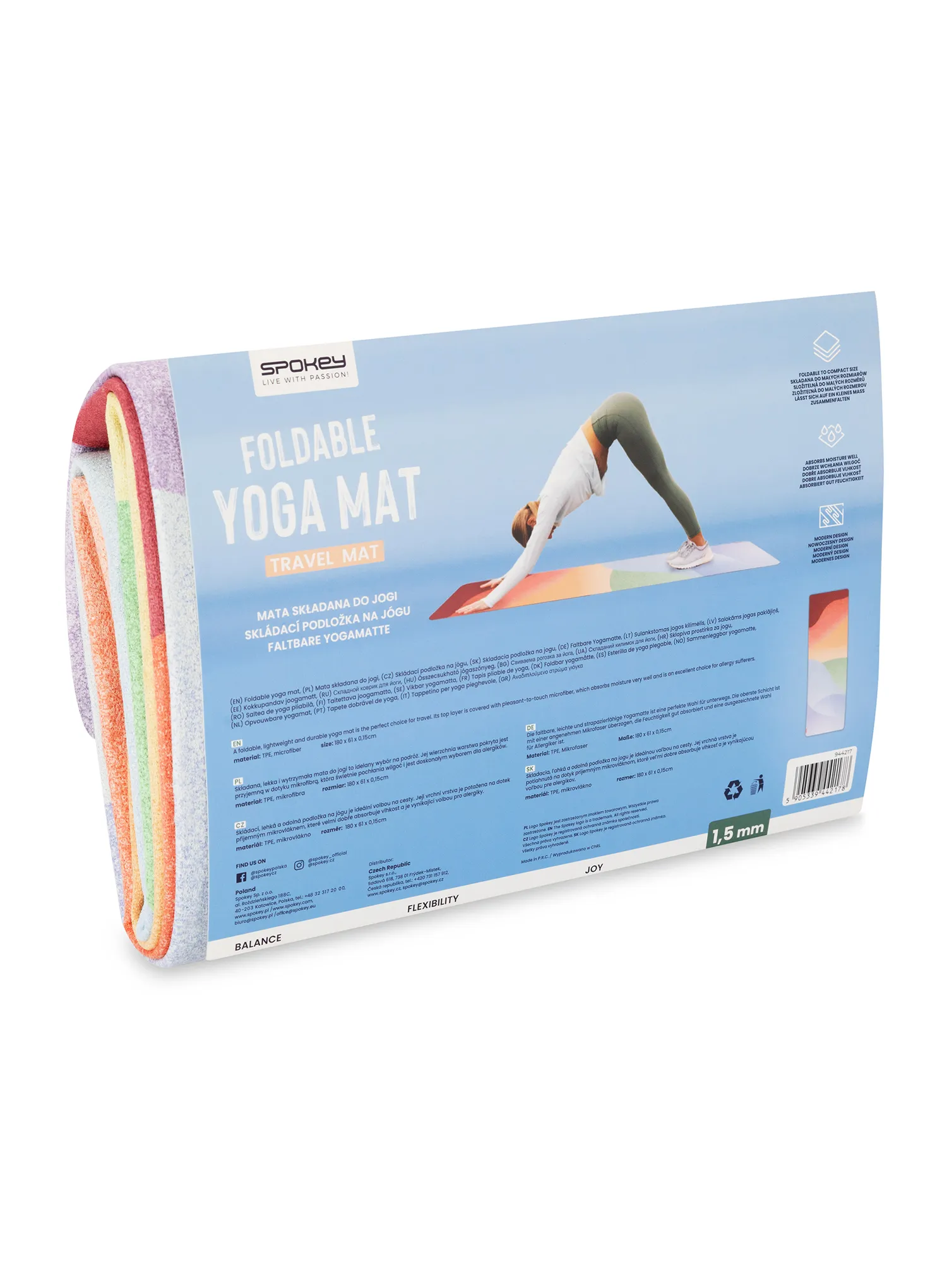 Trainingsmatte Spokey Travel Yoga - multicolor