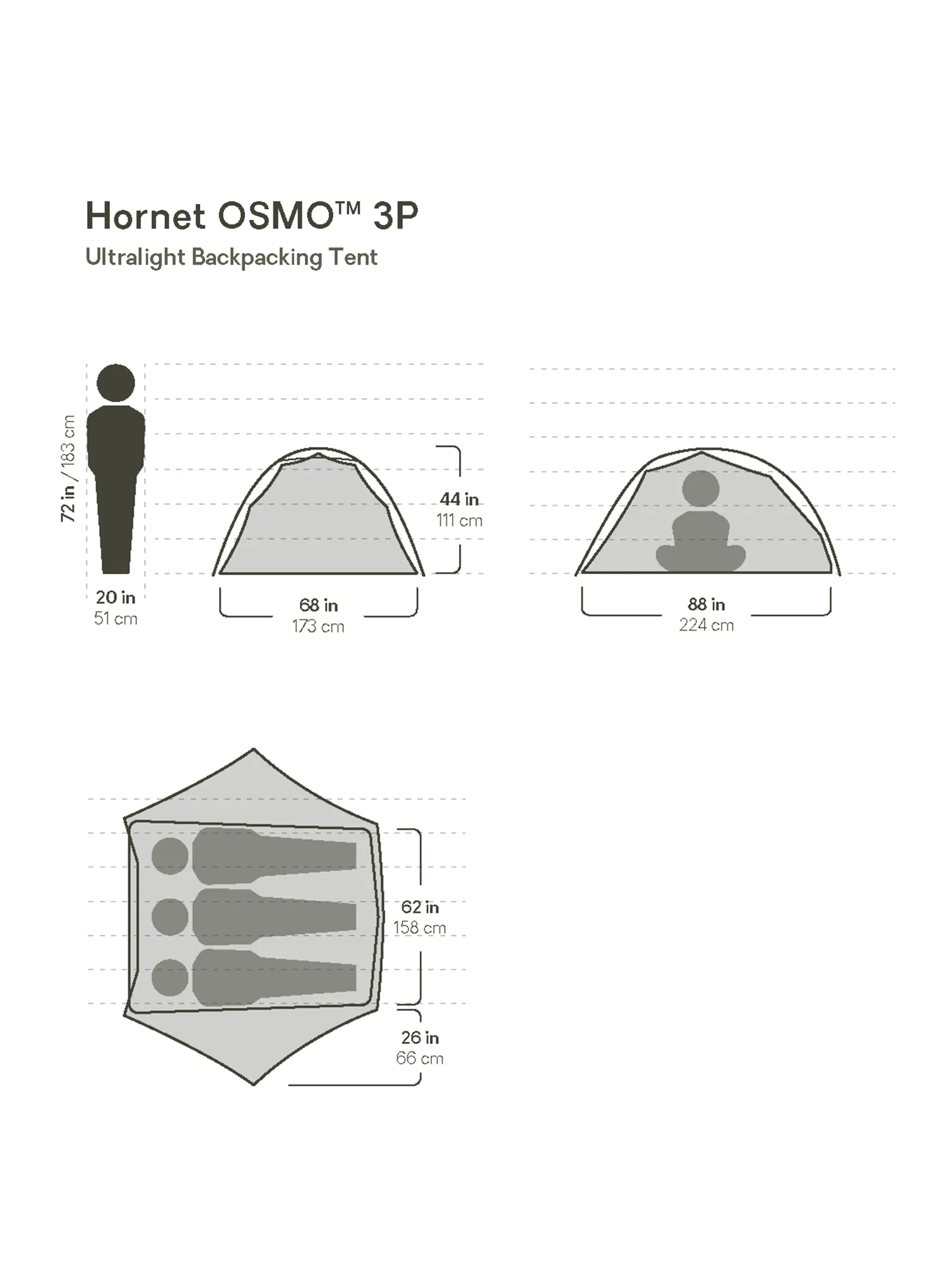 3-Personen-Zelt Nemo Hornet OSMO 3P - goodnight gray