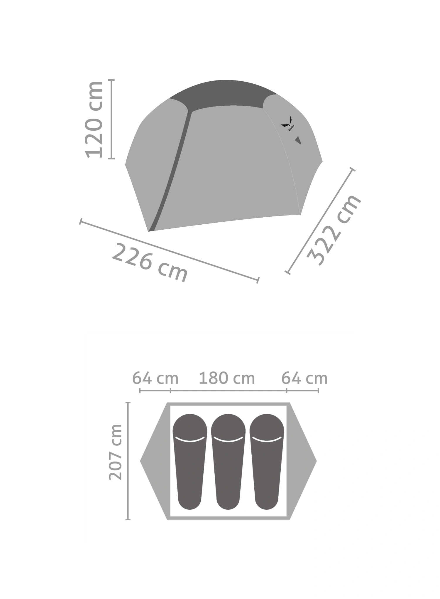 3-Personen-Zelt Salewa Latitude III - cactus/grey