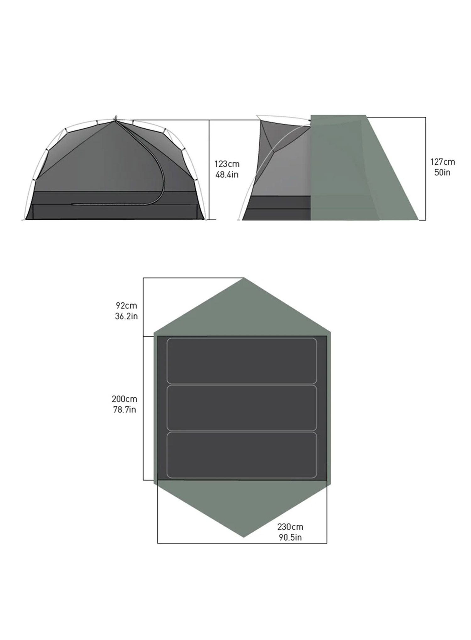 3-Personen-Zelt Sea To Summit Ikos TR Tent 3 Person Laurel Wreath