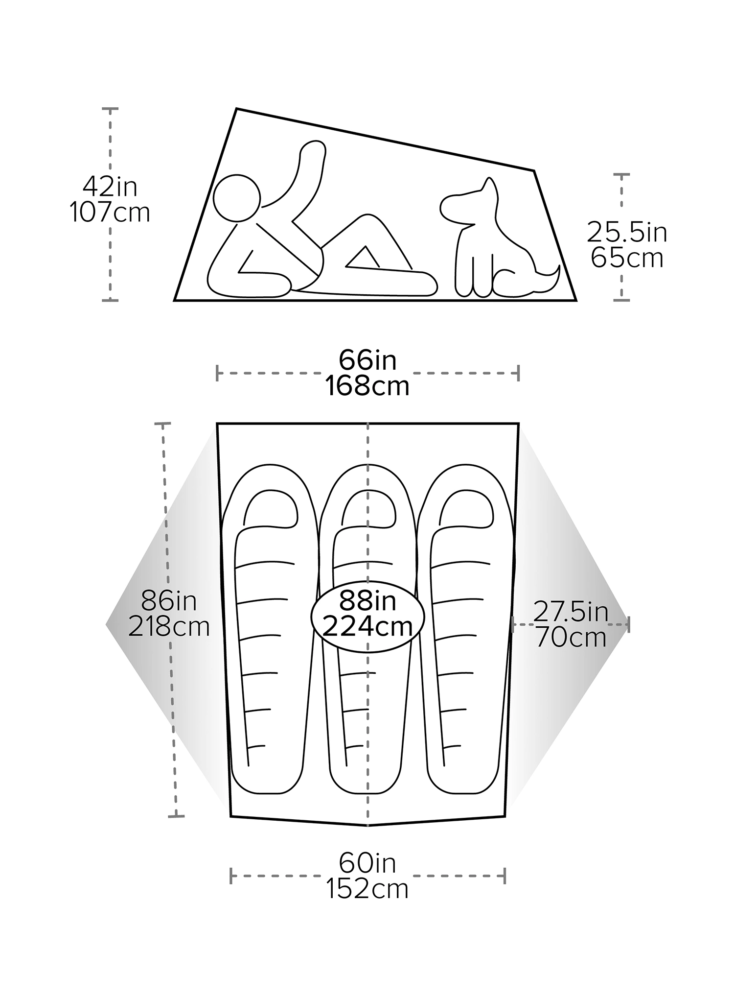 Dreimannzelt Big Agnes Tiger Wall UL3 - mercury/evening primrose