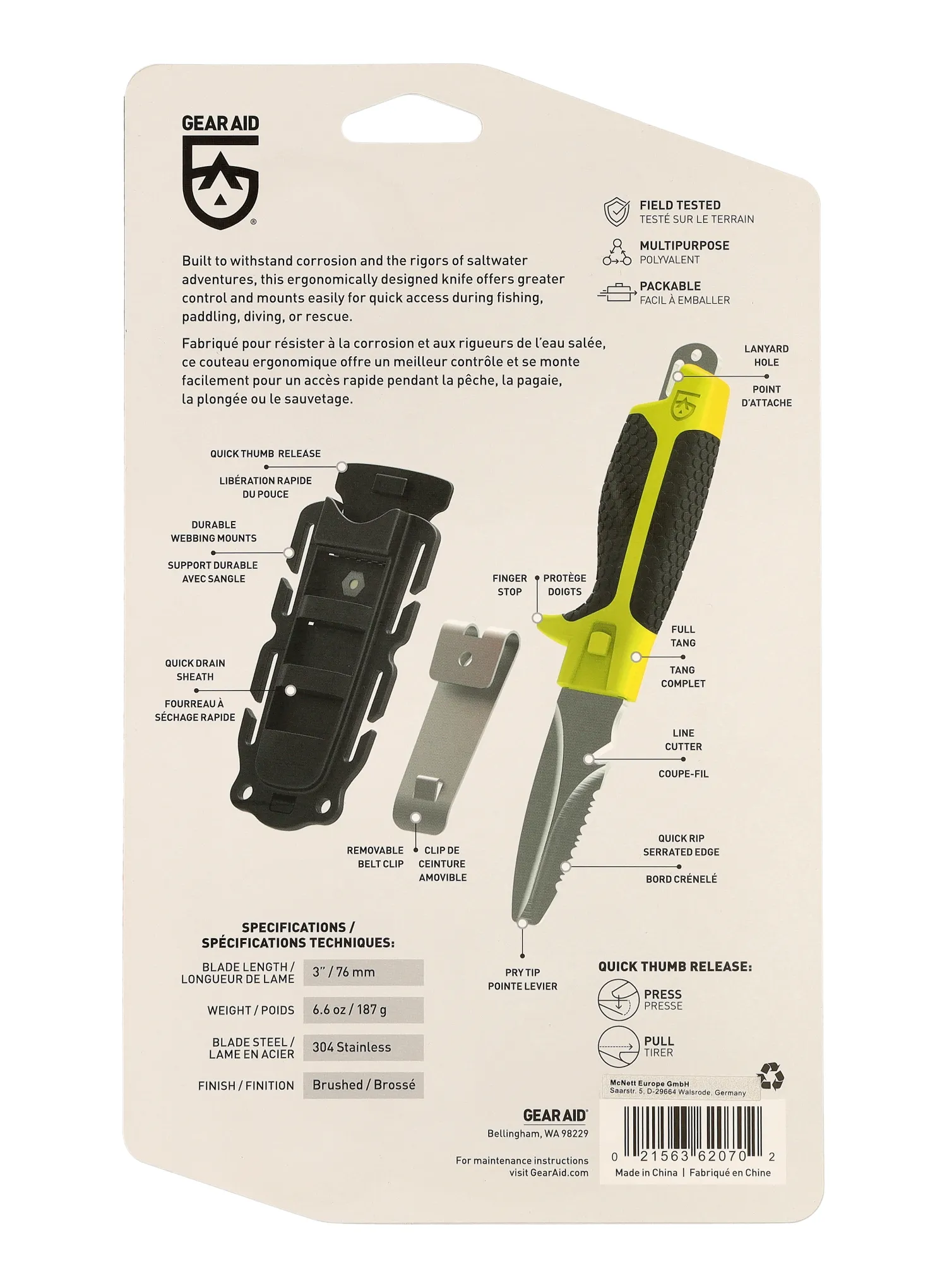 Taktisches Messer GearAid Tanu Dive and Rescue - grey