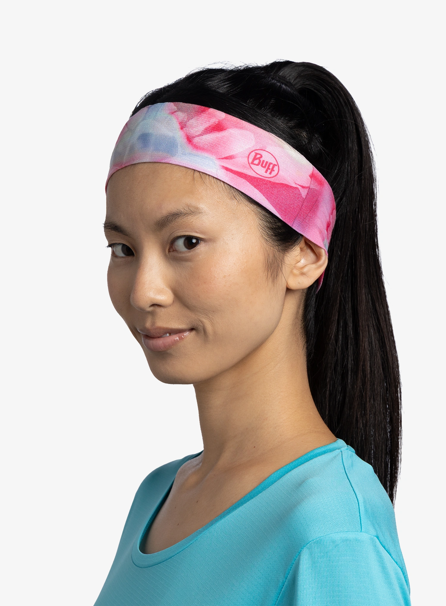 Stirnband Buff Coolnet UV+ Headband Slim - esmerald fluor fuchsia