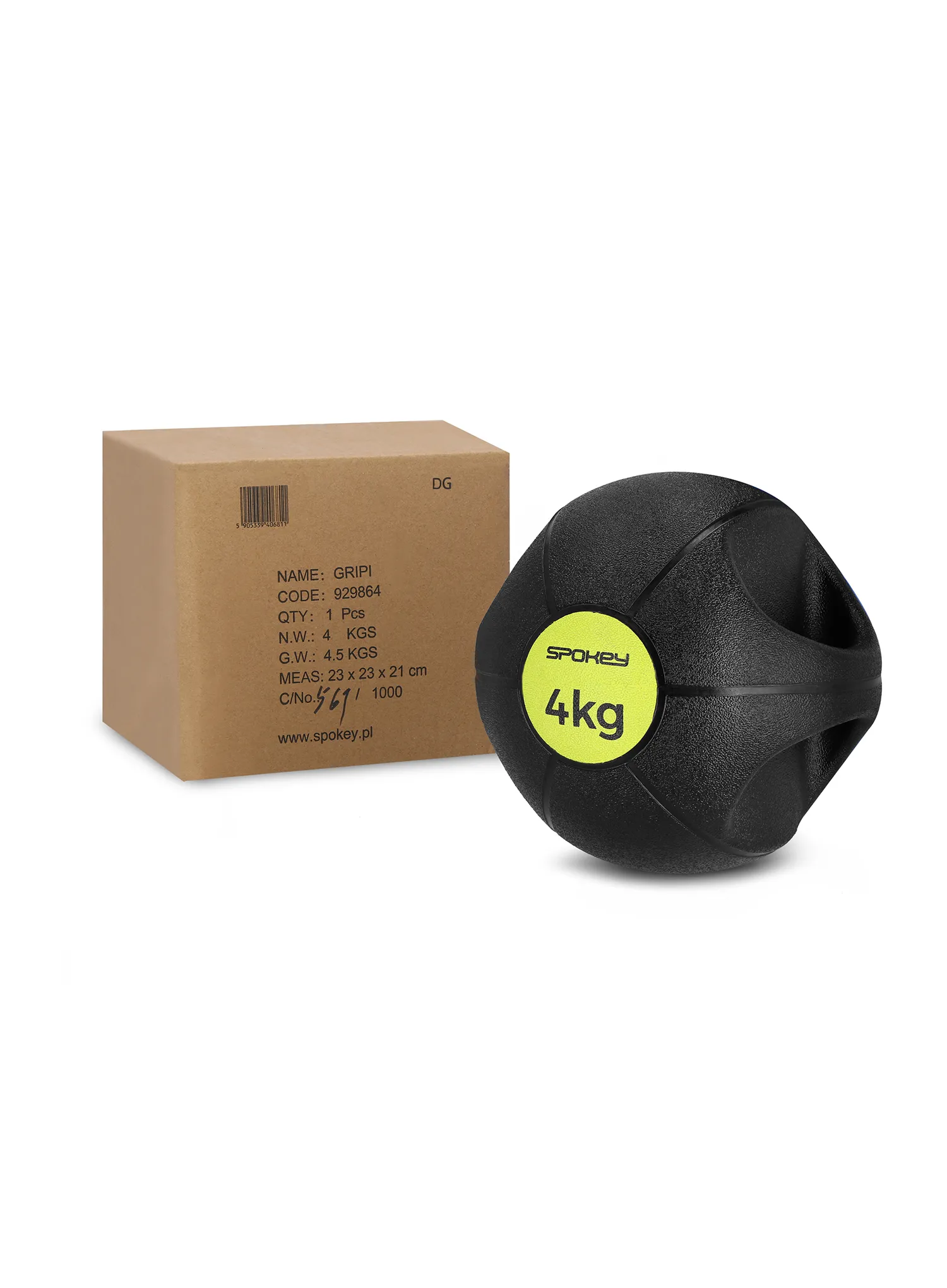 Ball für funktionelles Training Spokey Gripi 4kg - black
